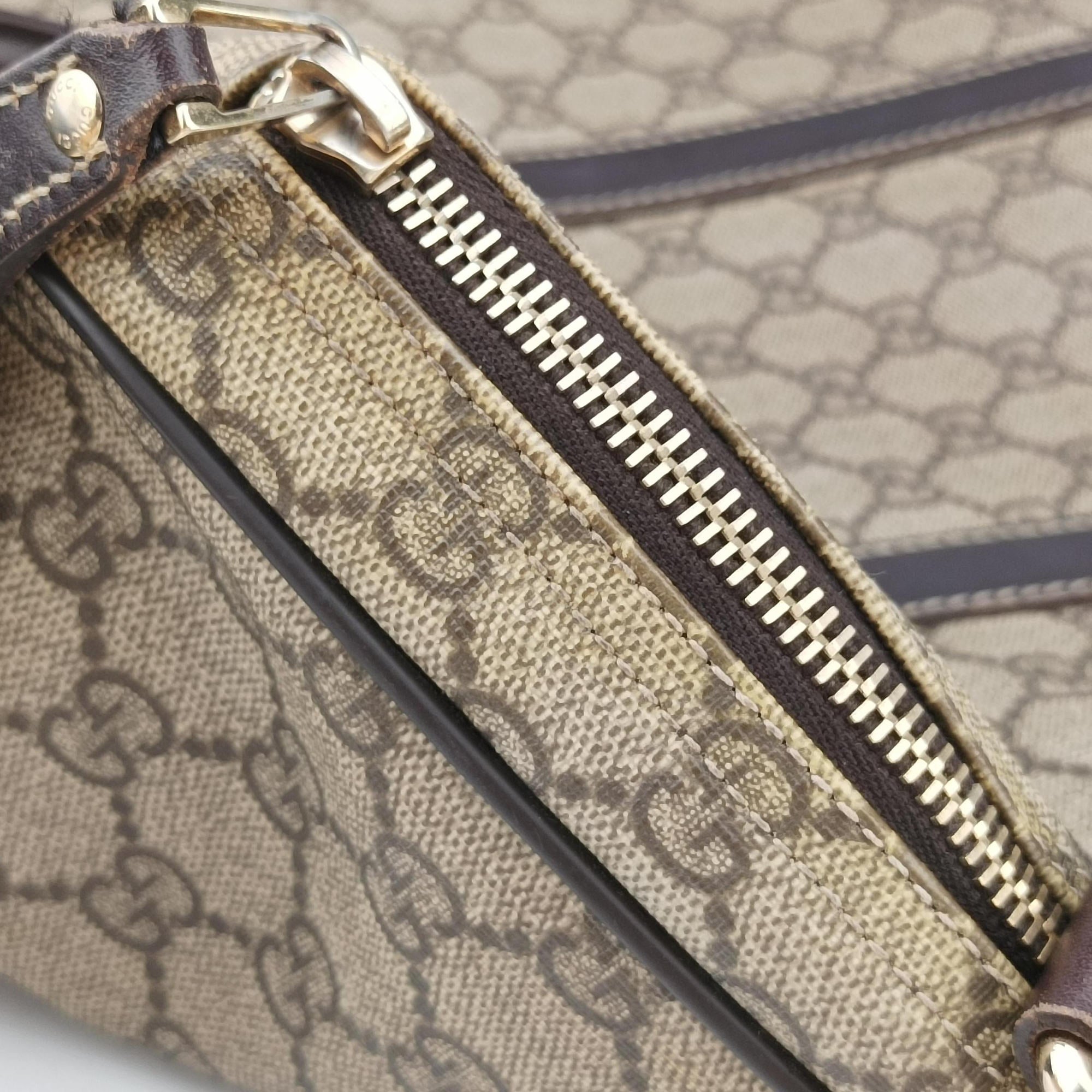 GG plus GG Supreme Briefcase Brown PVC coated canvasxLeather 201480 A8127099GGプラス GGスプリーム ブラウン PVCコーティングキャンバスxレザー 201480 A8127099