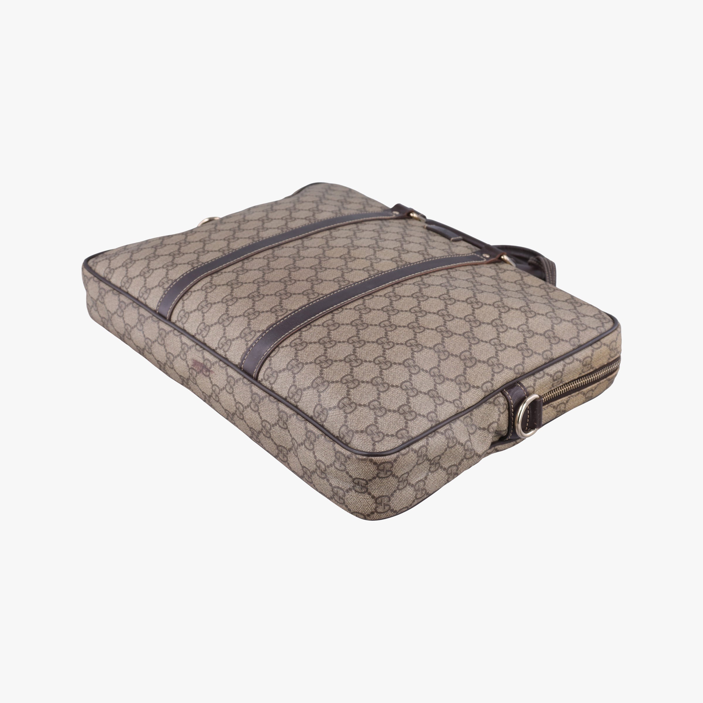 GG plus GG Supreme Briefcase Brown PVC coated canvasxLeather 201480 A8127099GGプラス GGスプリーム ブラウン PVCコーティングキャンバスxレザー 201480 A8127099