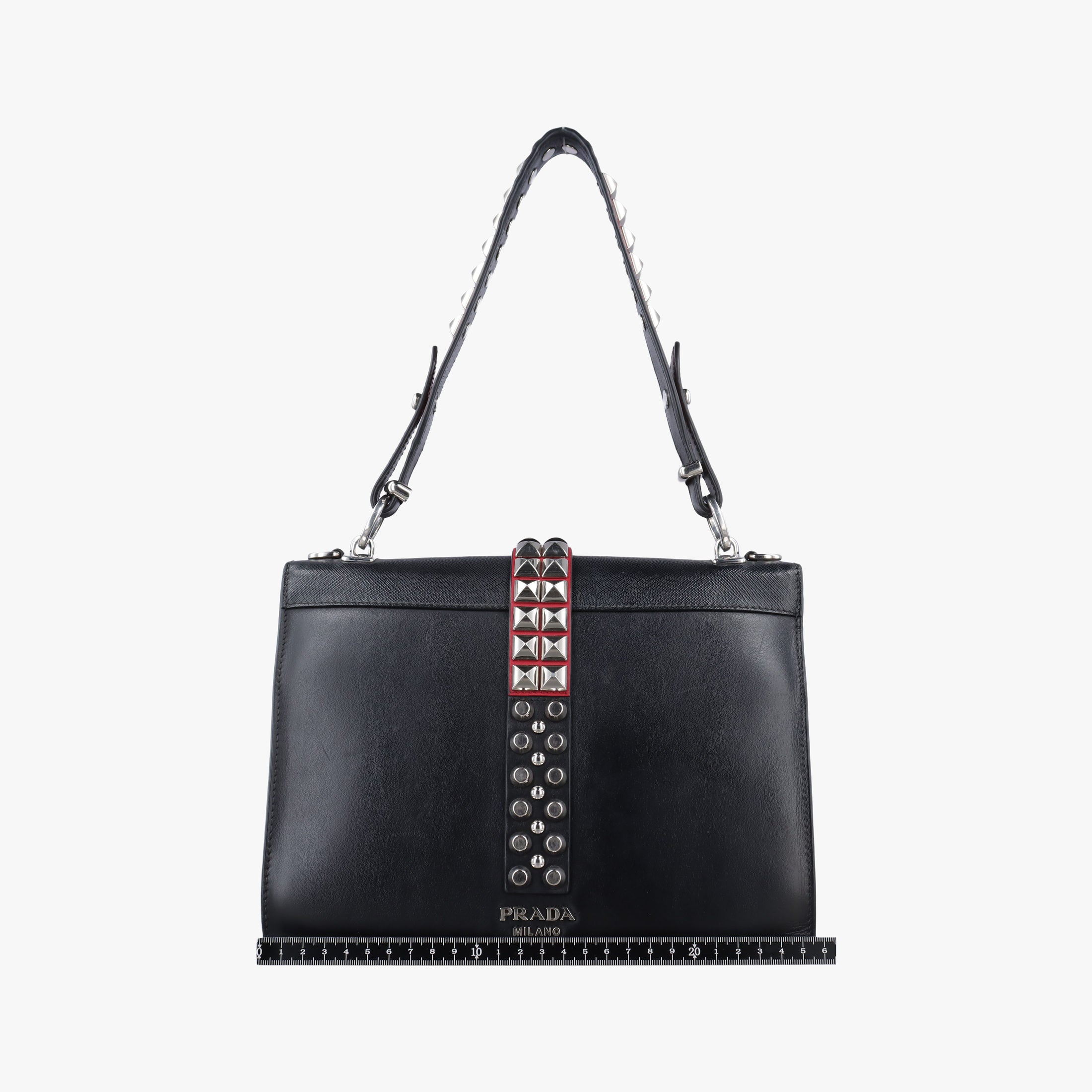 Electra Studded Black Leather×Saffiano leather 1BD120 25エレクトラ スタッズ ブラック レザー×サフィアーノレザー 1BD120 25