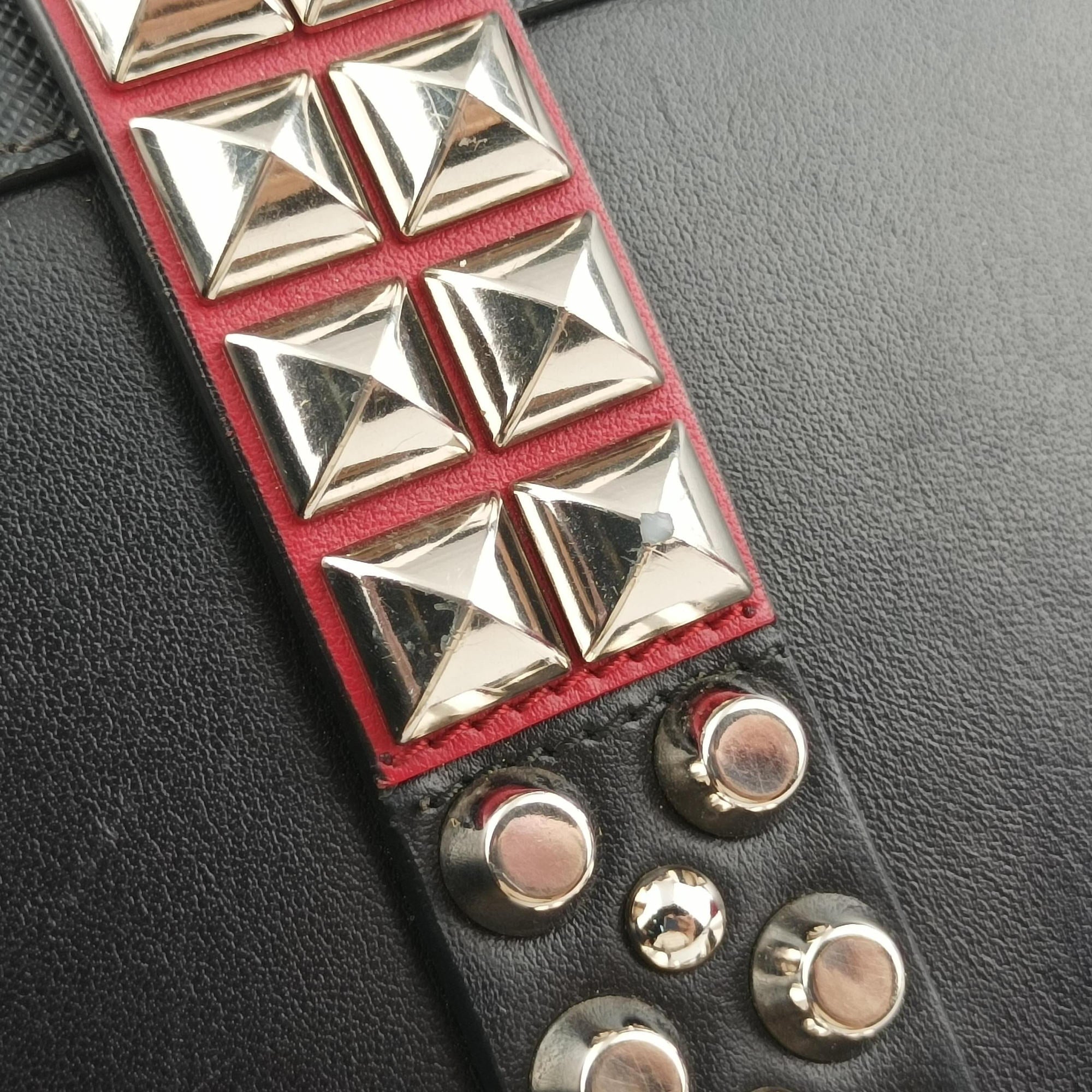 Electra Studded Black Leather×Saffiano leather 1BD120 25エレクトラ スタッズ ブラック レザー×サフィアーノレザー 1BD120 25