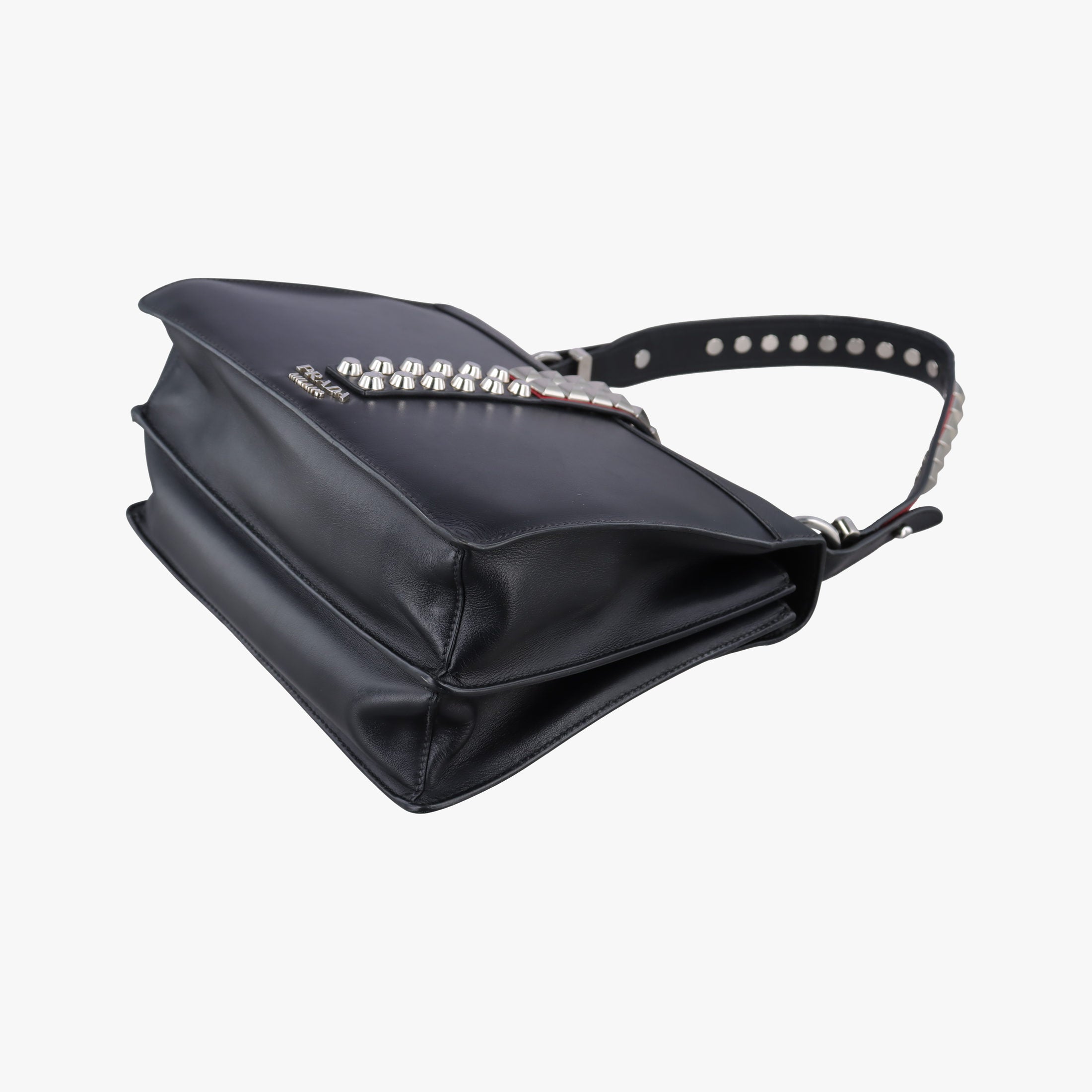 Electra Studded Black Leather×Saffiano leather 1BD120 25エレクトラ スタッズ ブラック レザー×サフィアーノレザー 1BD120 25