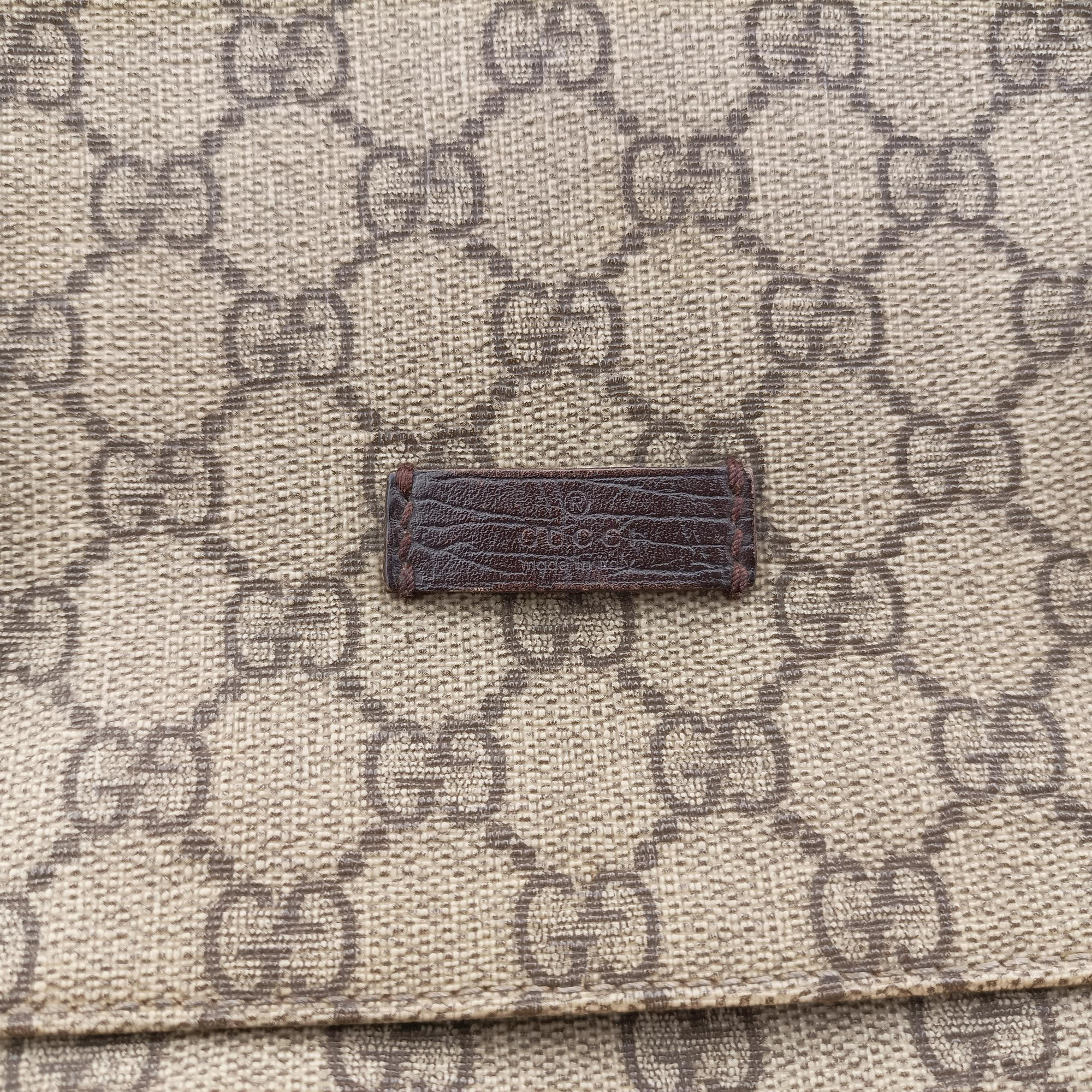 GG Supreme Double Buckle Beige × Dark Brown PVC coated canvas 122373 214397 GGスプリーム ダブルバックル ベージュ × ダークブラウン PVCコーティングキャンバス 122373 214397