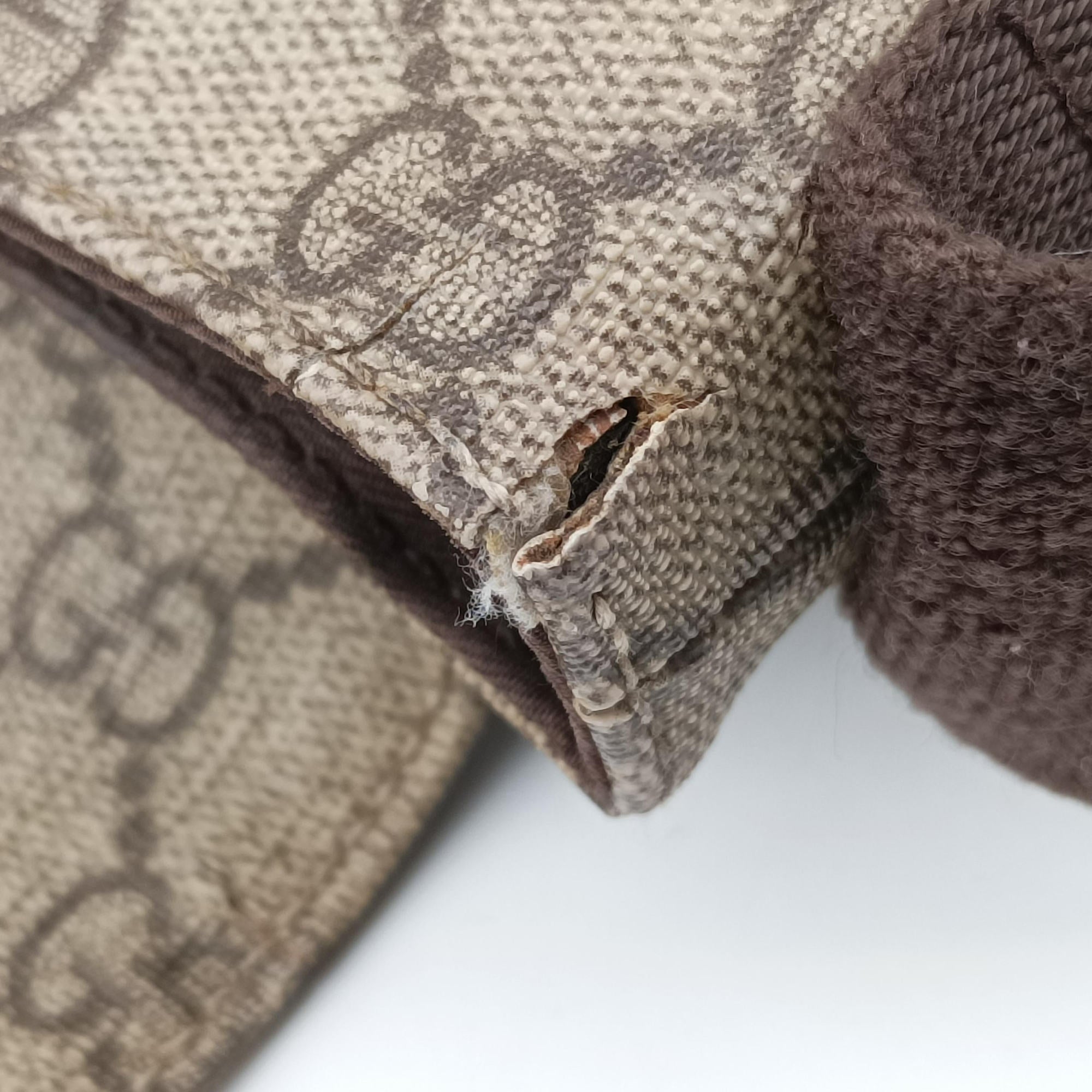 GG Supreme Double Buckle Beige × Dark Brown PVC coated canvas 122373 214397 GGスプリーム ダブルバックル ベージュ × ダークブラウン PVCコーティングキャンバス 122373 214397