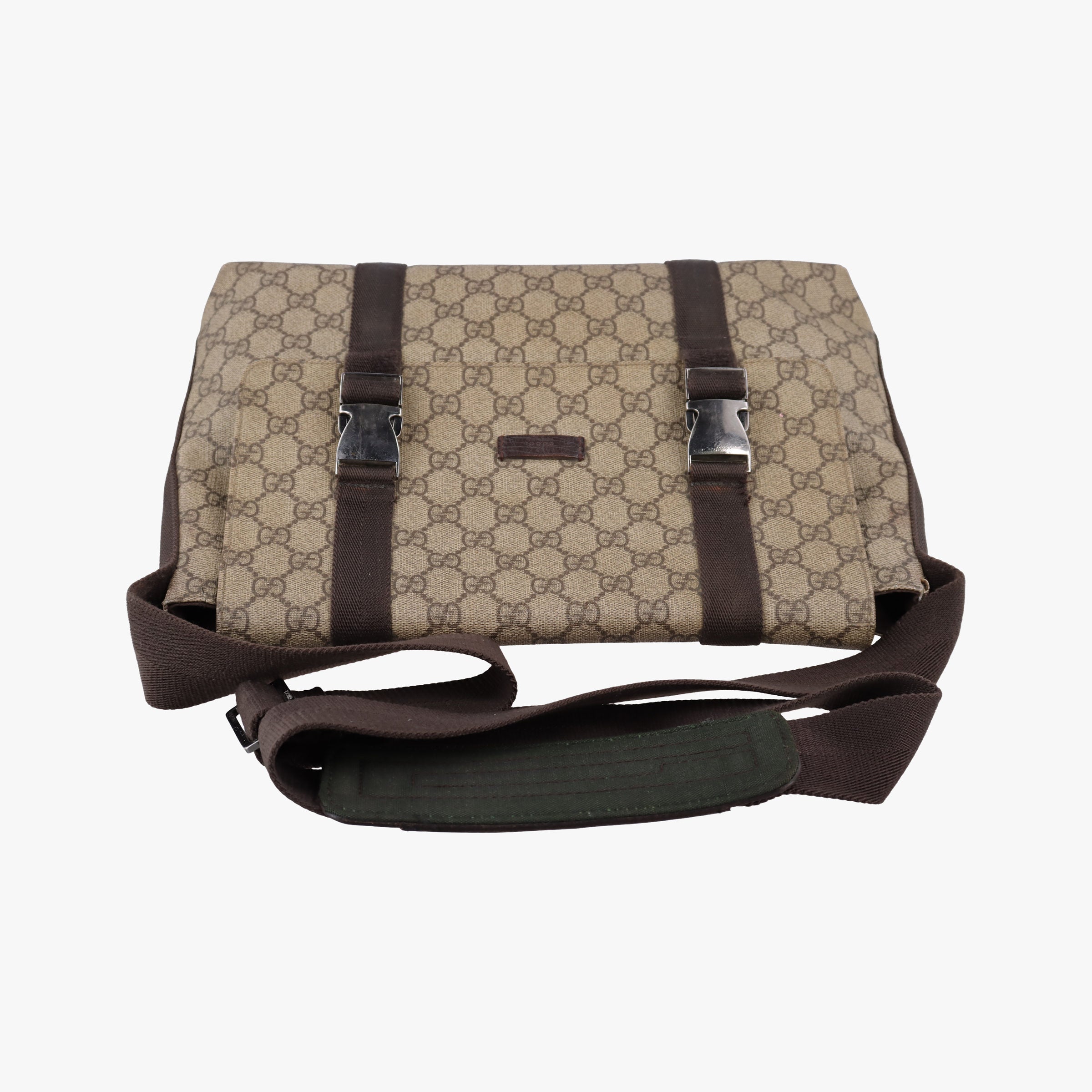 GG Supreme Double Buckle Beige × Dark Brown PVC coated canvas 122373 214397 GGスプリーム ダブルバックル ベージュ × ダークブラウン PVCコーティングキャンバス 122373 214397