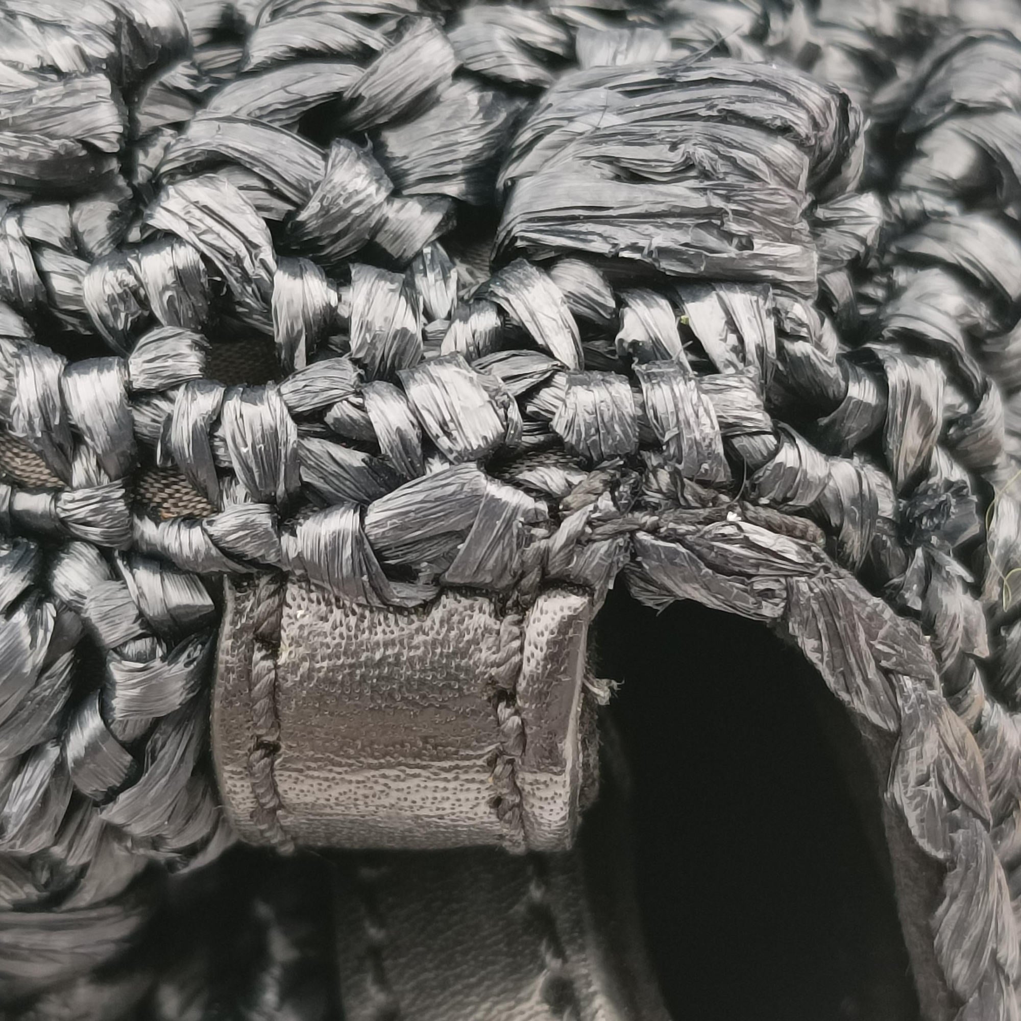 Sicily Black Crocheted raffia × calfskin シシリー ブラック フィア クロシェ× カーフスキン