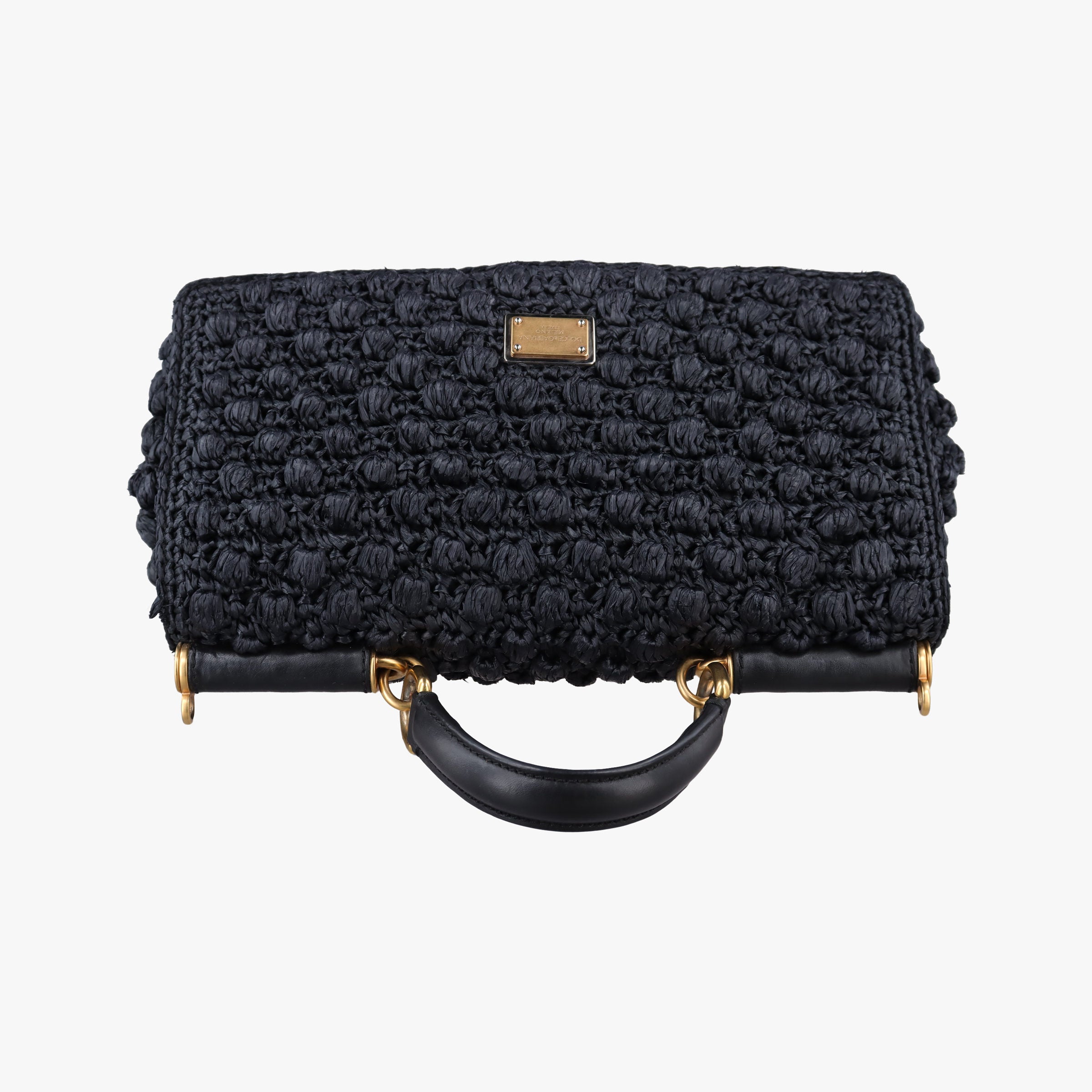 Sicily Black Crocheted raffia × calfskin シシリー ブラック フィア クロシェ× カーフスキン