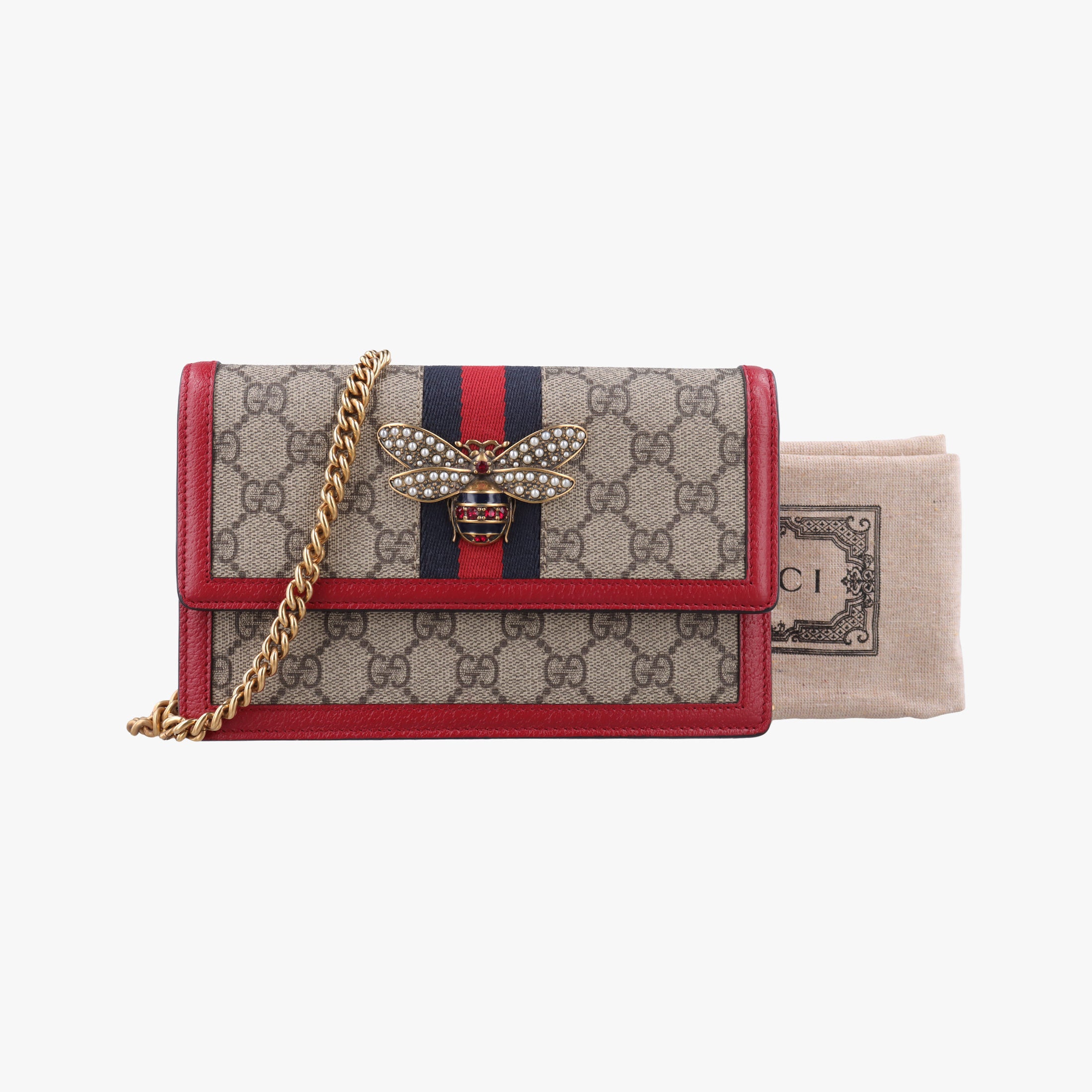 Queen Margaret beige×red×multi PVC coated canvas×Leather 476079 クィーンマーガレット ベージュ×レッド×マルチ PVCコーティングキャンバス×レザー 476079