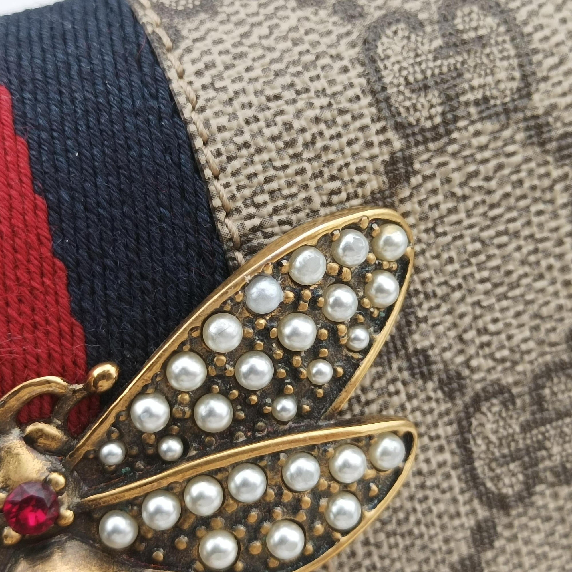 Queen Margaret beige×red×multi PVC coated canvas×Leather 476079 クィーンマーガレット ベージュ×レッド×マルチ PVCコーティングキャンバス×レザー 476079
