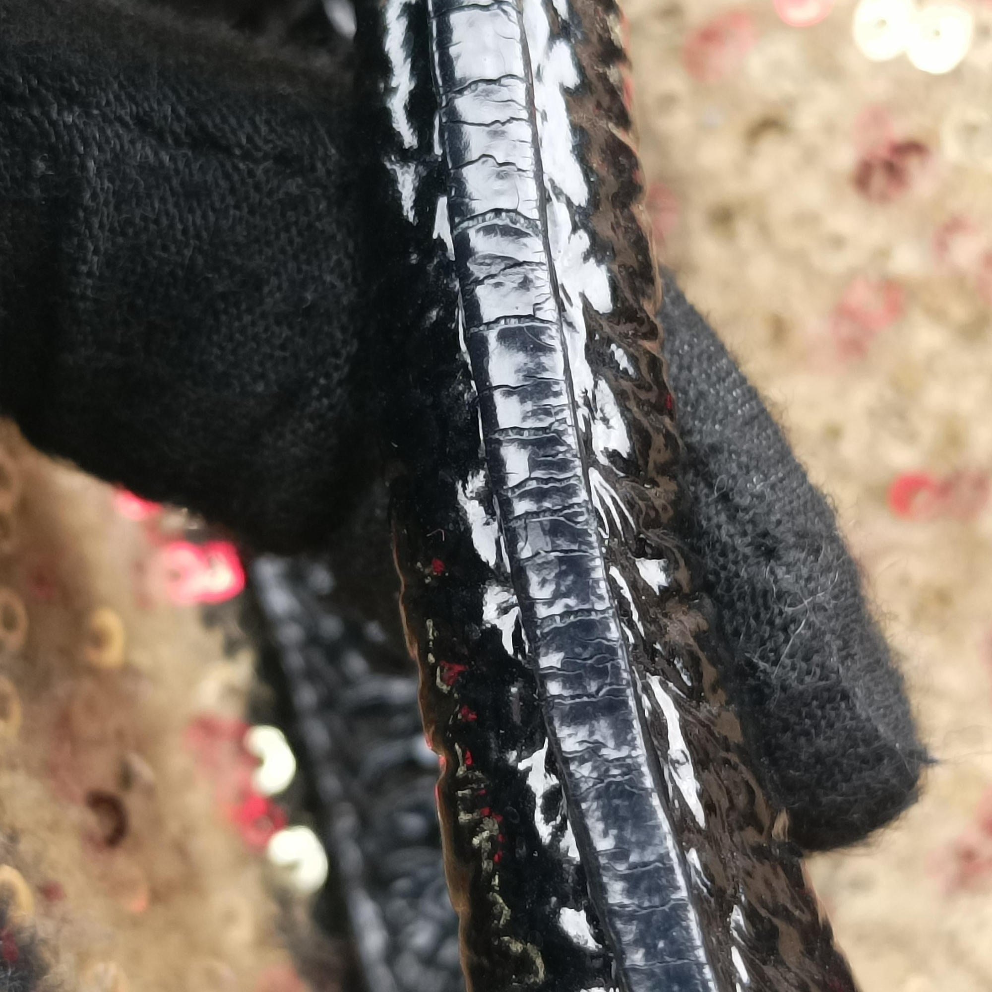 Forever Bauletto Multicolor Sequin-embellished wool striped fabric × patent 8BL068 2305/8BL068 ZGE/089フォーエバー バウレット マルチカラー スパンコール刺繍 ウールファブリック × パテント 8BL068 2305/8BL068 ZGE/089