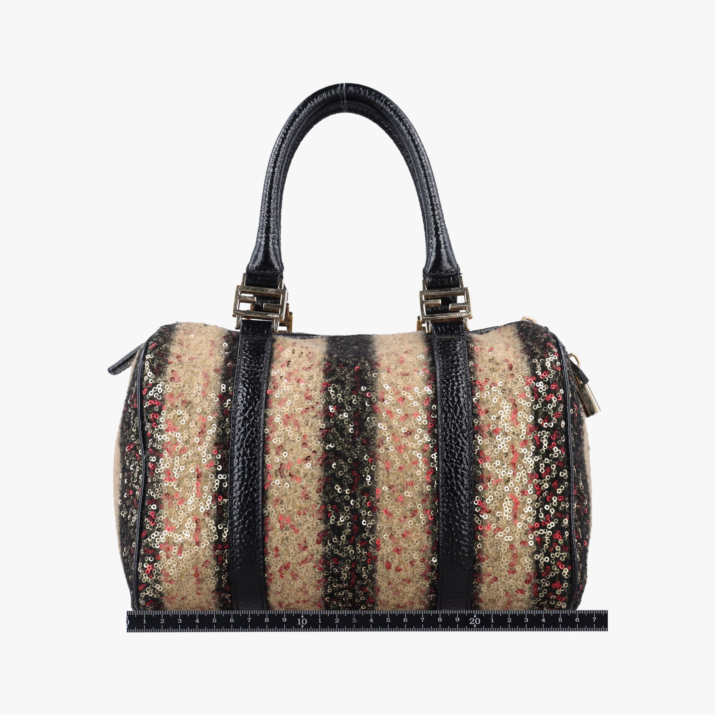 Forever Bauletto Multicolor Sequin-embellished wool striped fabric × patent 8BL068 2305/8BL068 ZGE/089フォーエバー バウレット マルチカラー スパンコール刺繍 ウールファブリック × パテント 8BL068 2305/8BL068 ZGE/089
