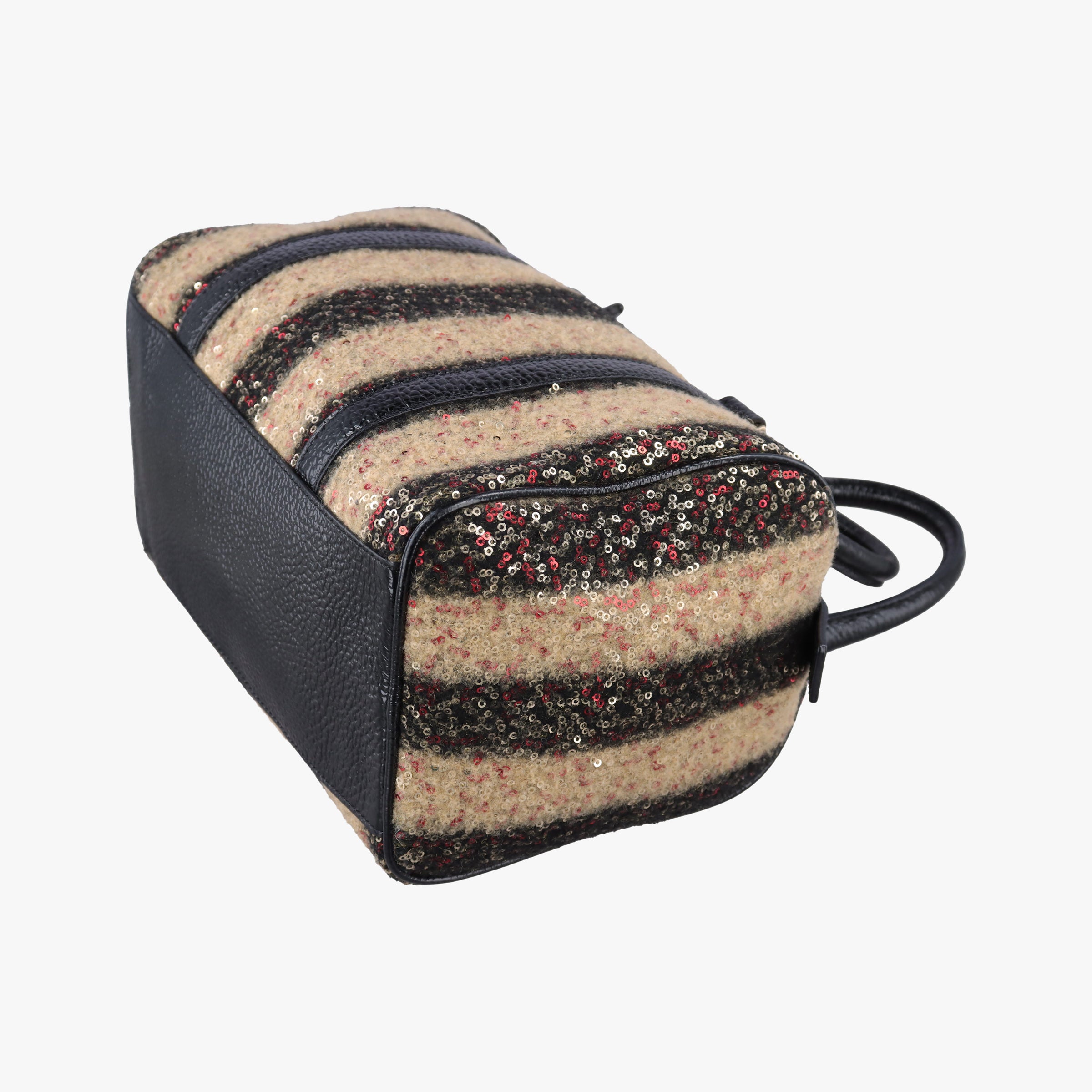 Forever Bauletto Multicolor Sequin-embellished wool striped fabric × patent 8BL068 2305/8BL068 ZGE/089フォーエバー バウレット マルチカラー スパンコール刺繍 ウールファブリック × パテント 8BL068 2305/8BL068 ZGE/089