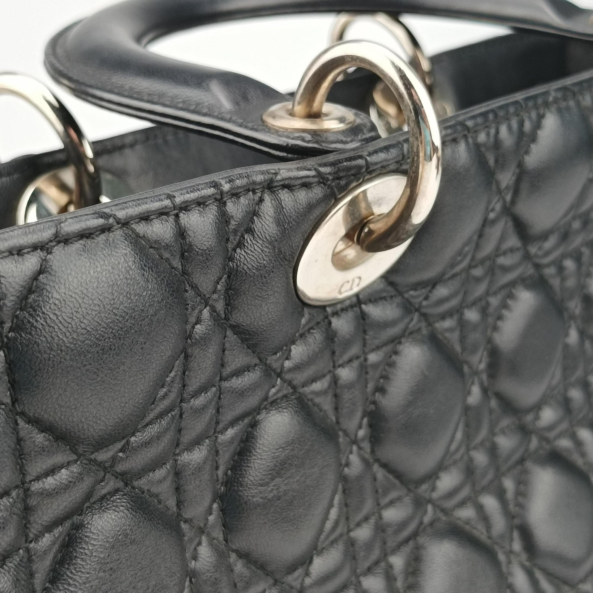 Lady Dior Black lambskin 08-MA-0132レディディオール ブラック ラムスキン 08-MA-0132