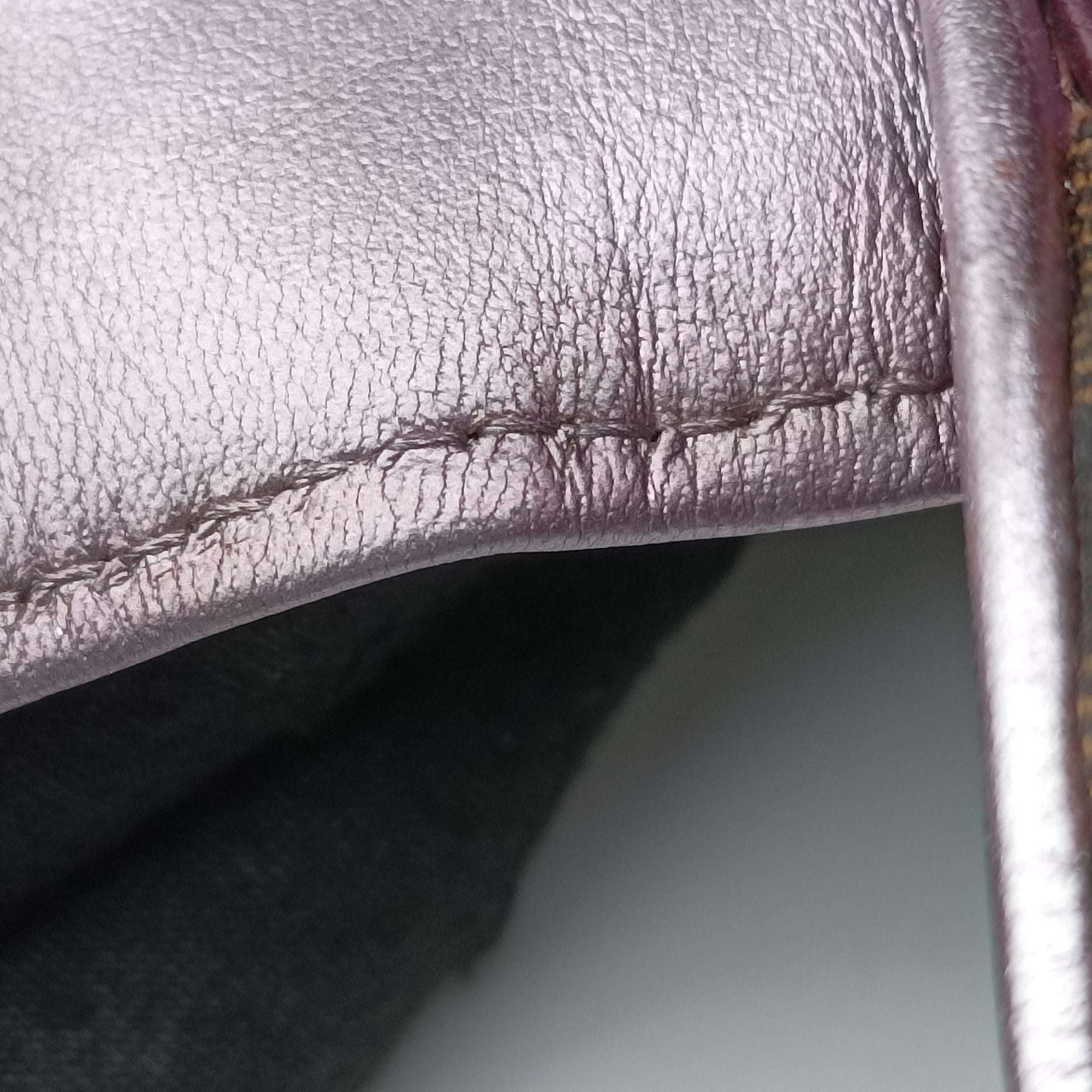 Zucca Vanity Mirror beige×Brown×purple canvas×leather 8BN133 2370-8BN133-MN5-049ズッカ バニティミラー ベージュ×ブラウン×パープル キャンバス×レザー 8BN133 2370-8BN133-MN5-049