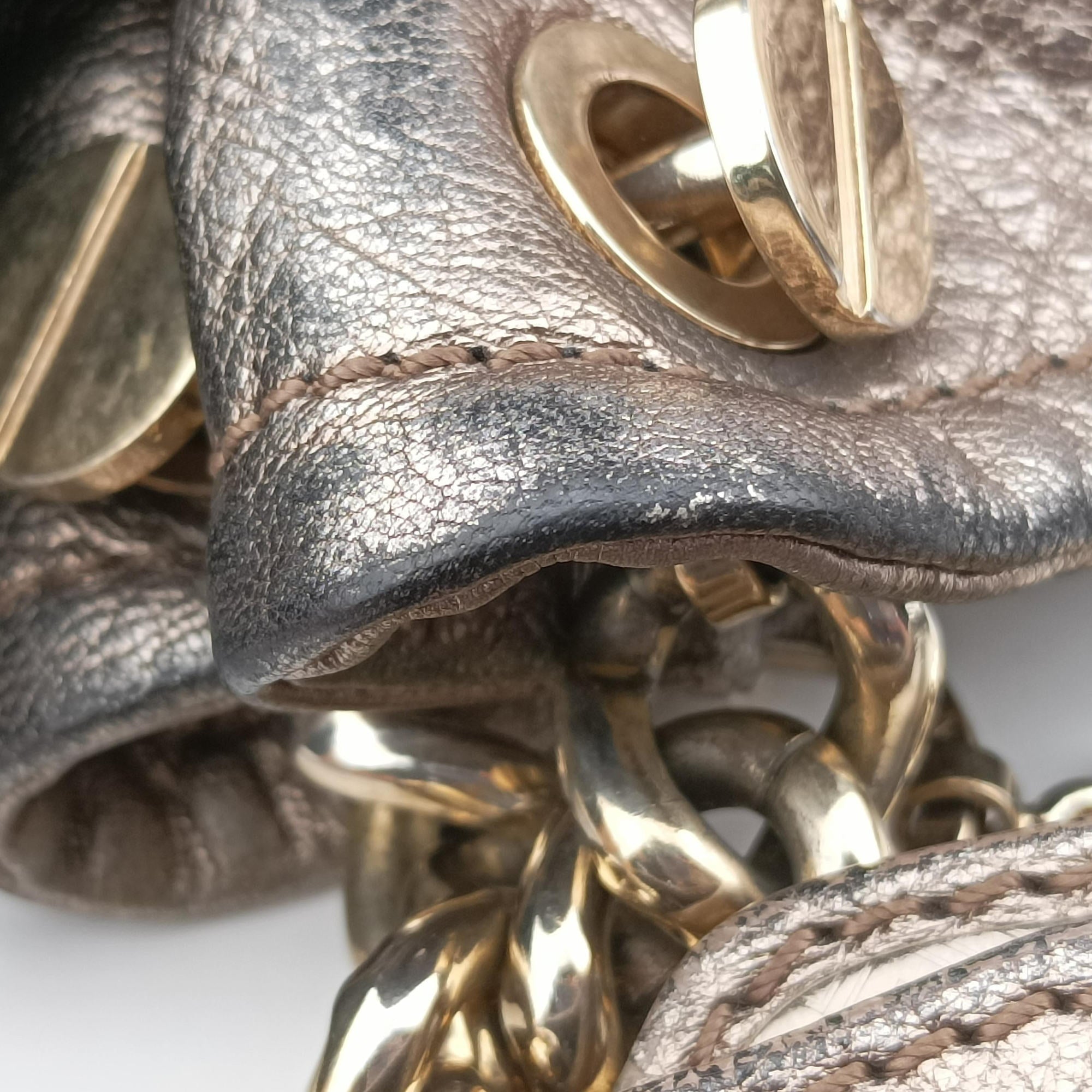 Metallic Hobo Gold Patent×Leather メタリック ホーボー ゴールド パテントxレザー