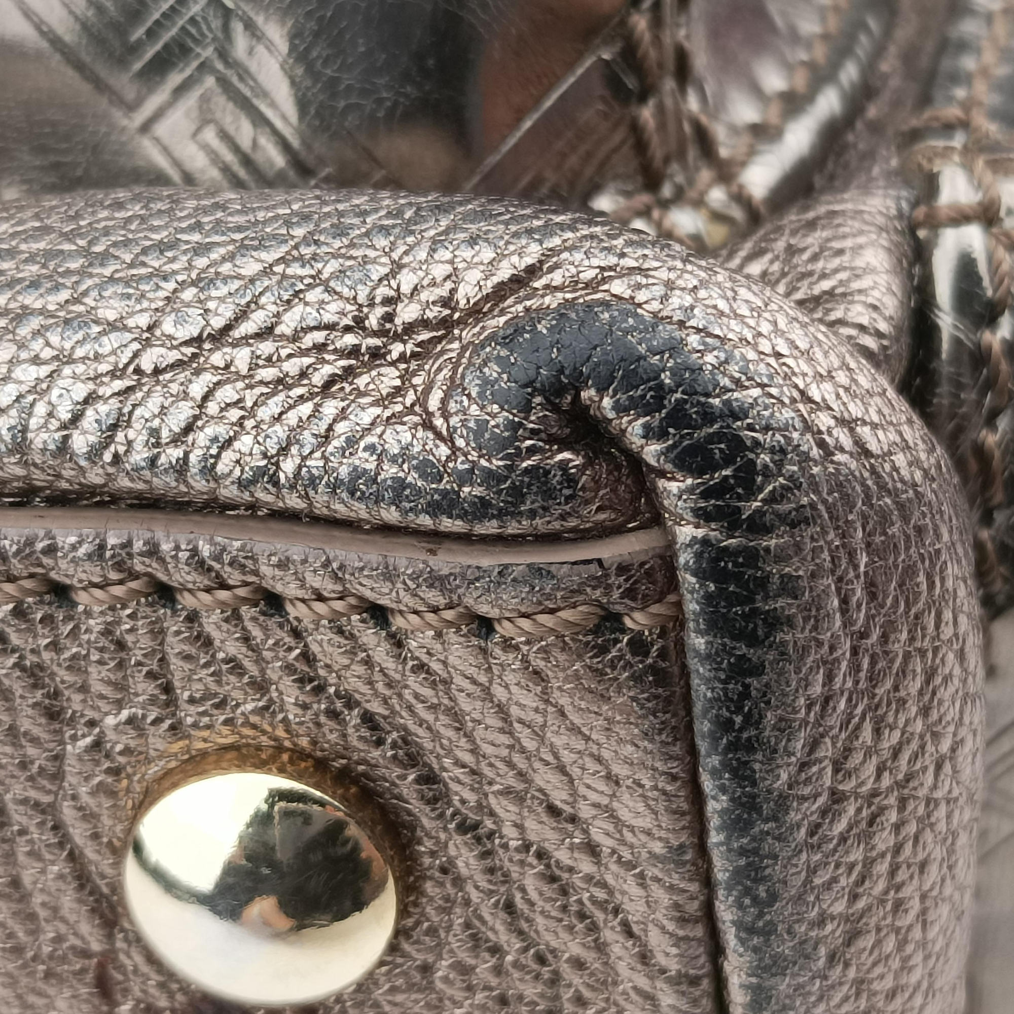 Metallic Hobo Gold Patent×Leather メタリック ホーボー ゴールド パテントxレザー