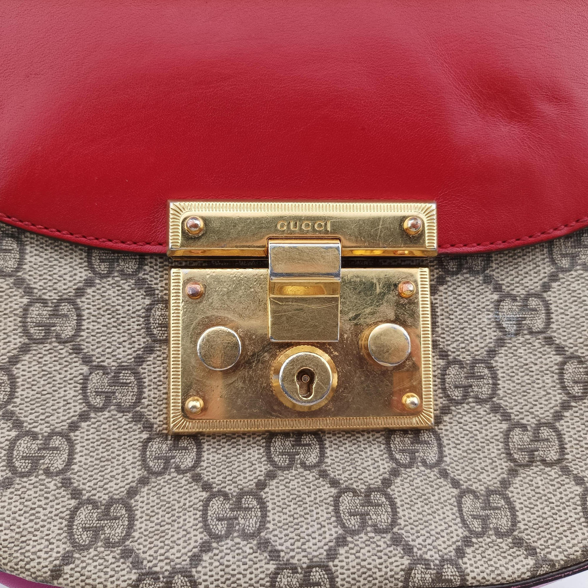 Padlock Guccissima Beige×Red×Multicolour PVC coated canvas×Leather 453189 Lot number unknownグッチッシマ パドロック ベージュ×レッド×マルチカラー PVCコーティングキャンバス×レザー 453189 製番不明