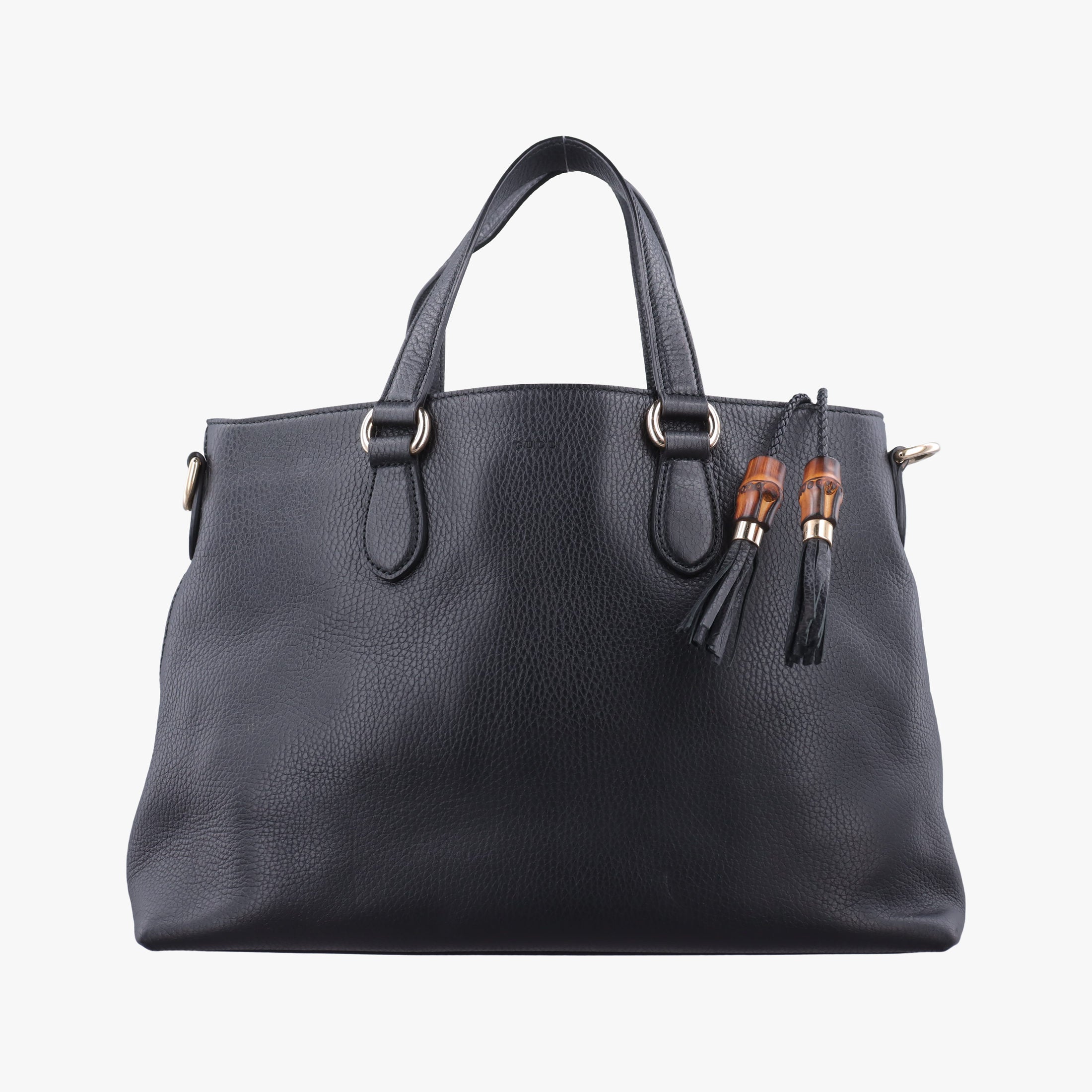 Bamboo Tassel Tote Black Leather 449642 C023647401バンブー タッセル トート ブラック レザー 449642 C023647401
