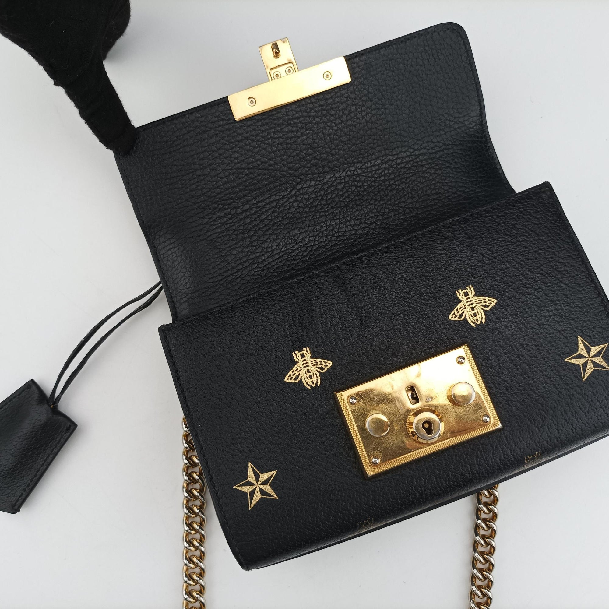 Padlock Black×golden Leather 432182 D027656760パドロック ブラック×ゴールド レザー 432182 D027656760