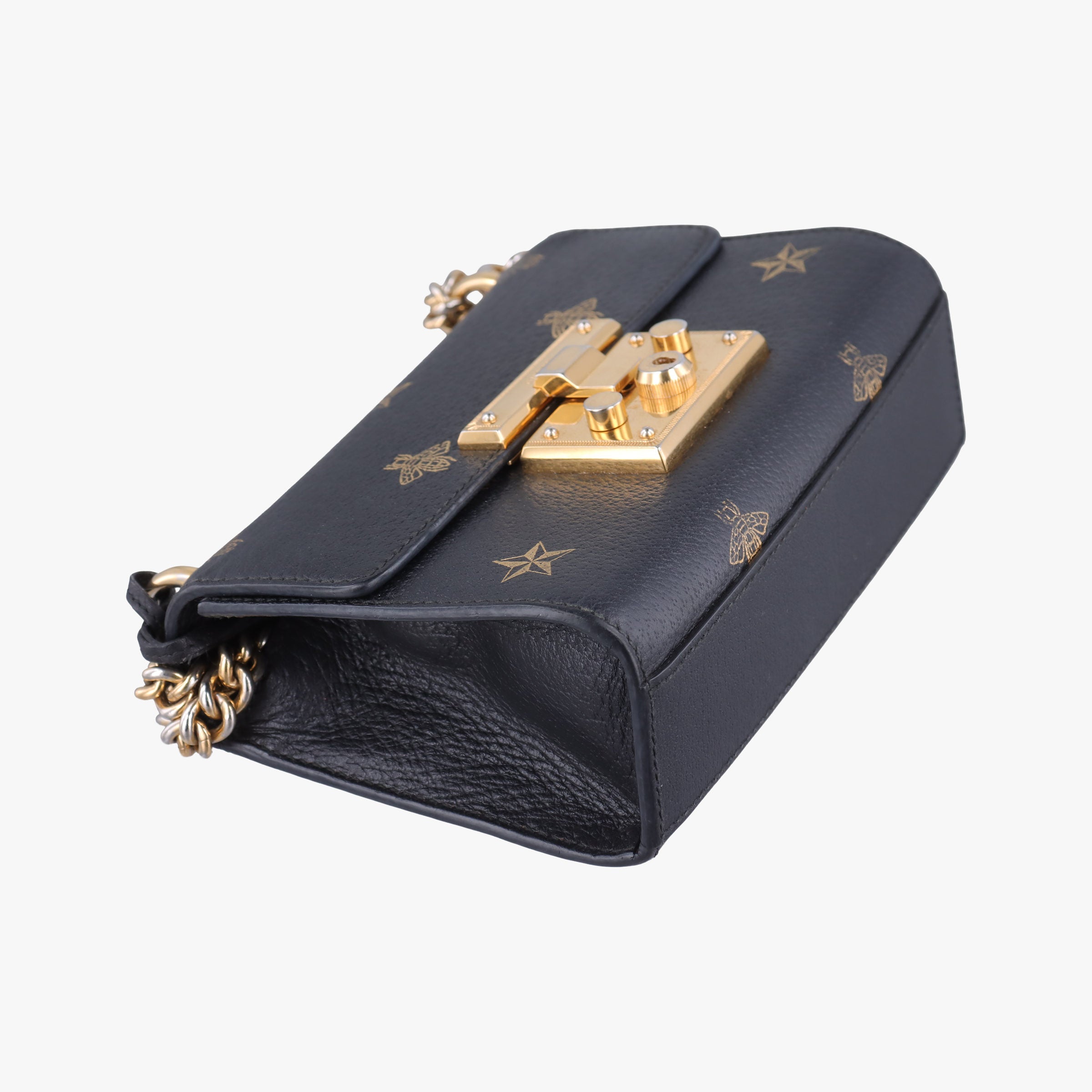 Padlock Black×golden Leather 432182 D027656760パドロック ブラック×ゴールド レザー 432182 D027656760