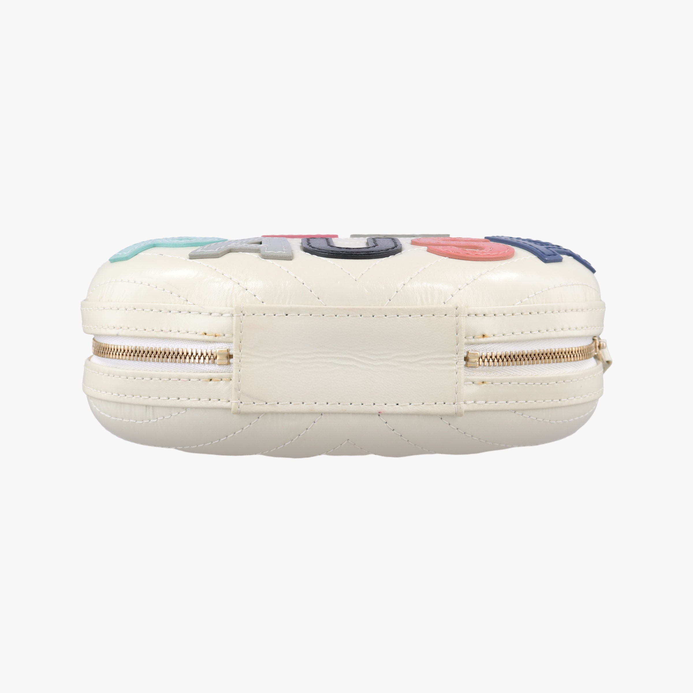LA PAUSA Shiny Chevron Oval Tassel White Leather AS0204 26943915ラパウザ Vステッチ フリンジ ホワイト レザー AS0204 26943915