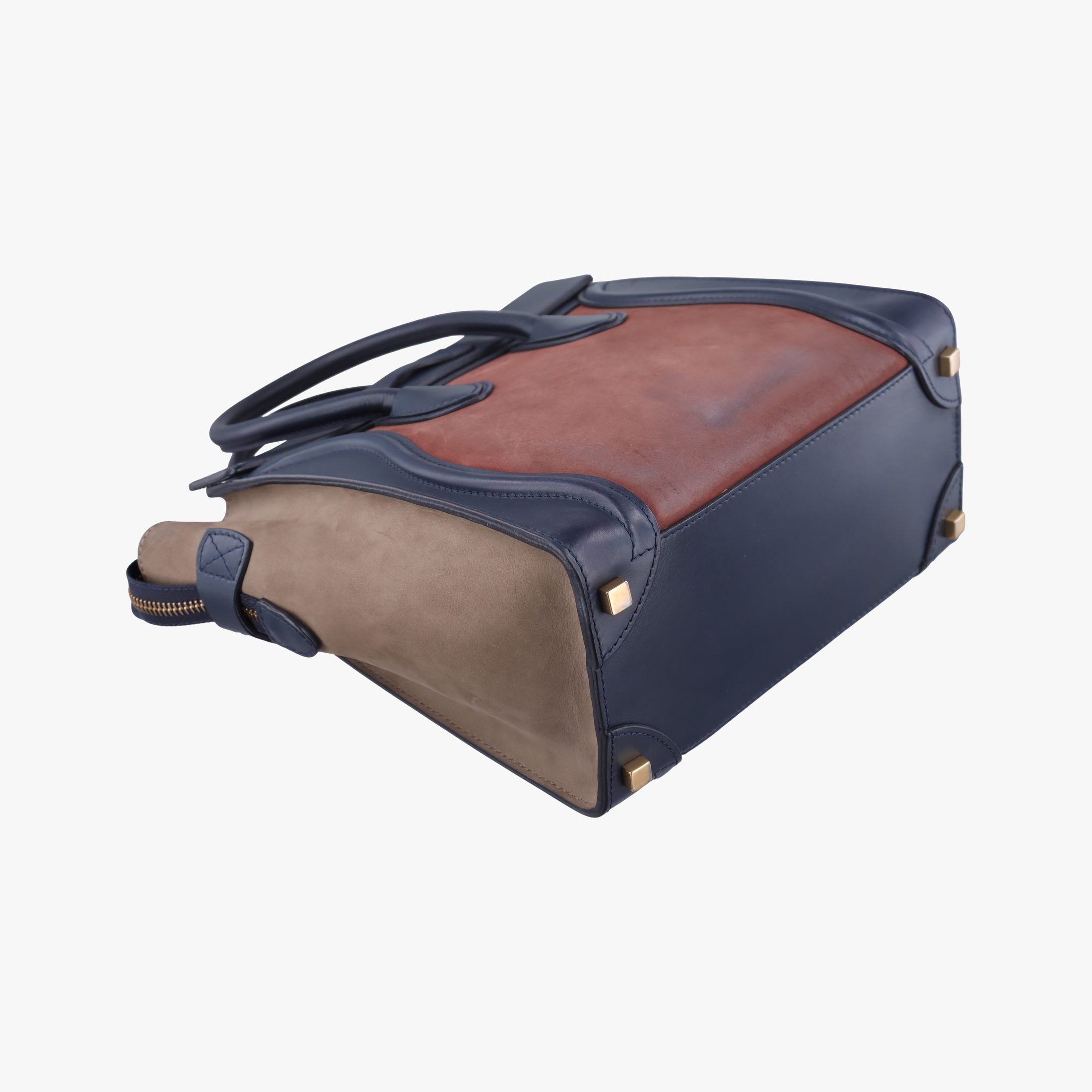 Luggage Mini Shopper Beige×red×blue Leather×suede F-ZP-0172ラゲージミニショッパー ベージュ×レッドー×ブルー レザー×スエード F-ZP-0172