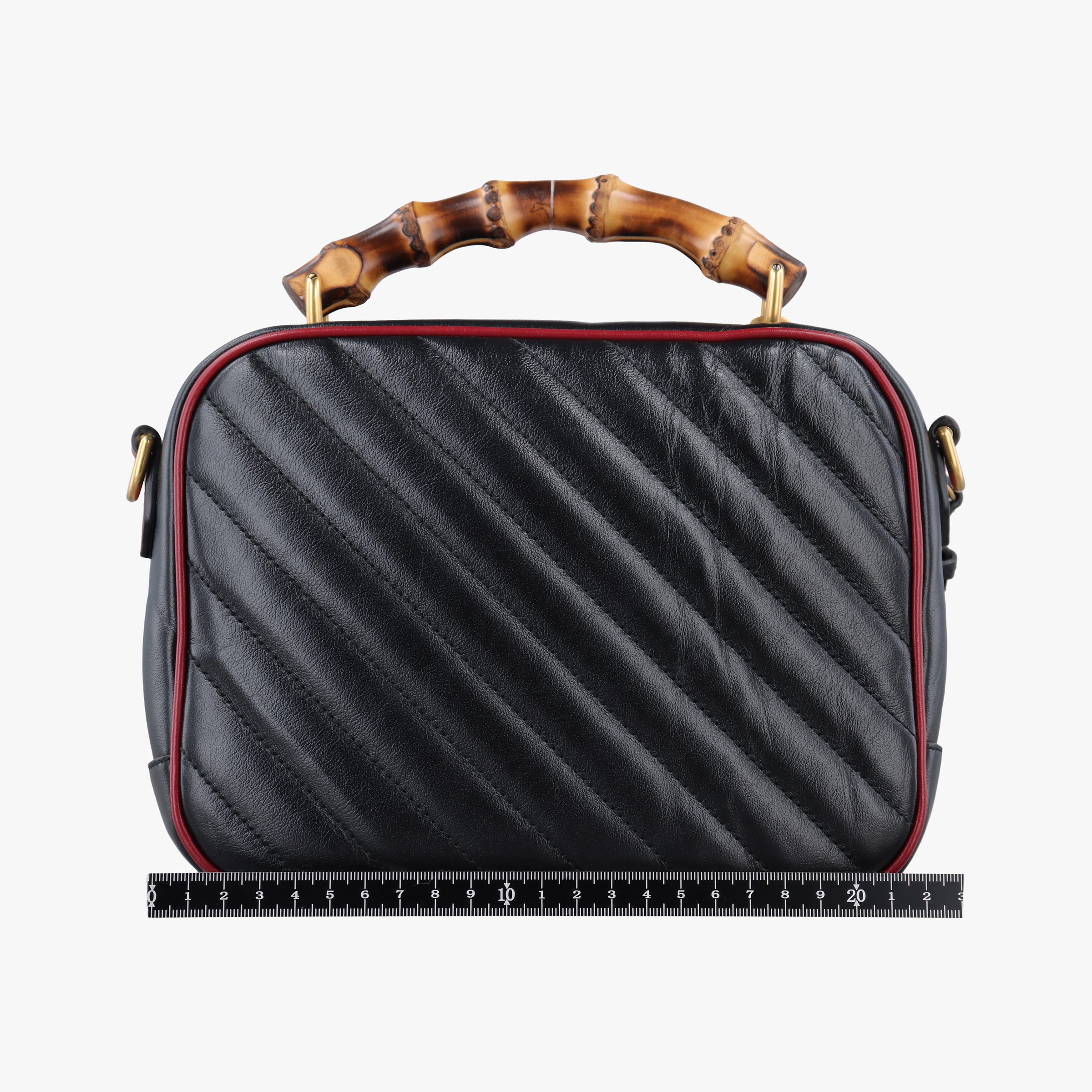 GG Marmont Bamboo Top Handle Black×Red Leather 602270 H031709587GGマーモント バンブー トップ ハンドル ブラック×レッド レザー 602270 H031709587
