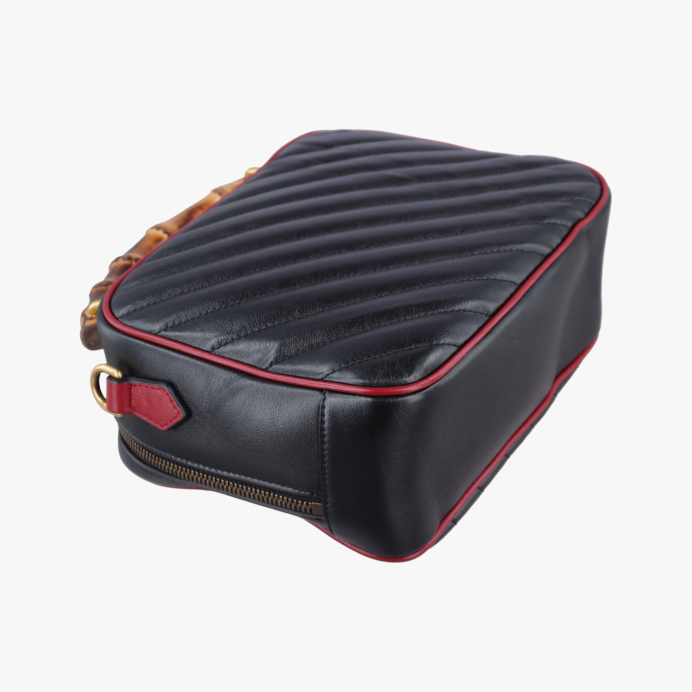 GG Marmont Bamboo Top Handle Black×Red Leather 602270 H031709587GGマーモント バンブー トップ ハンドル ブラック×レッド レザー 602270 H031709587