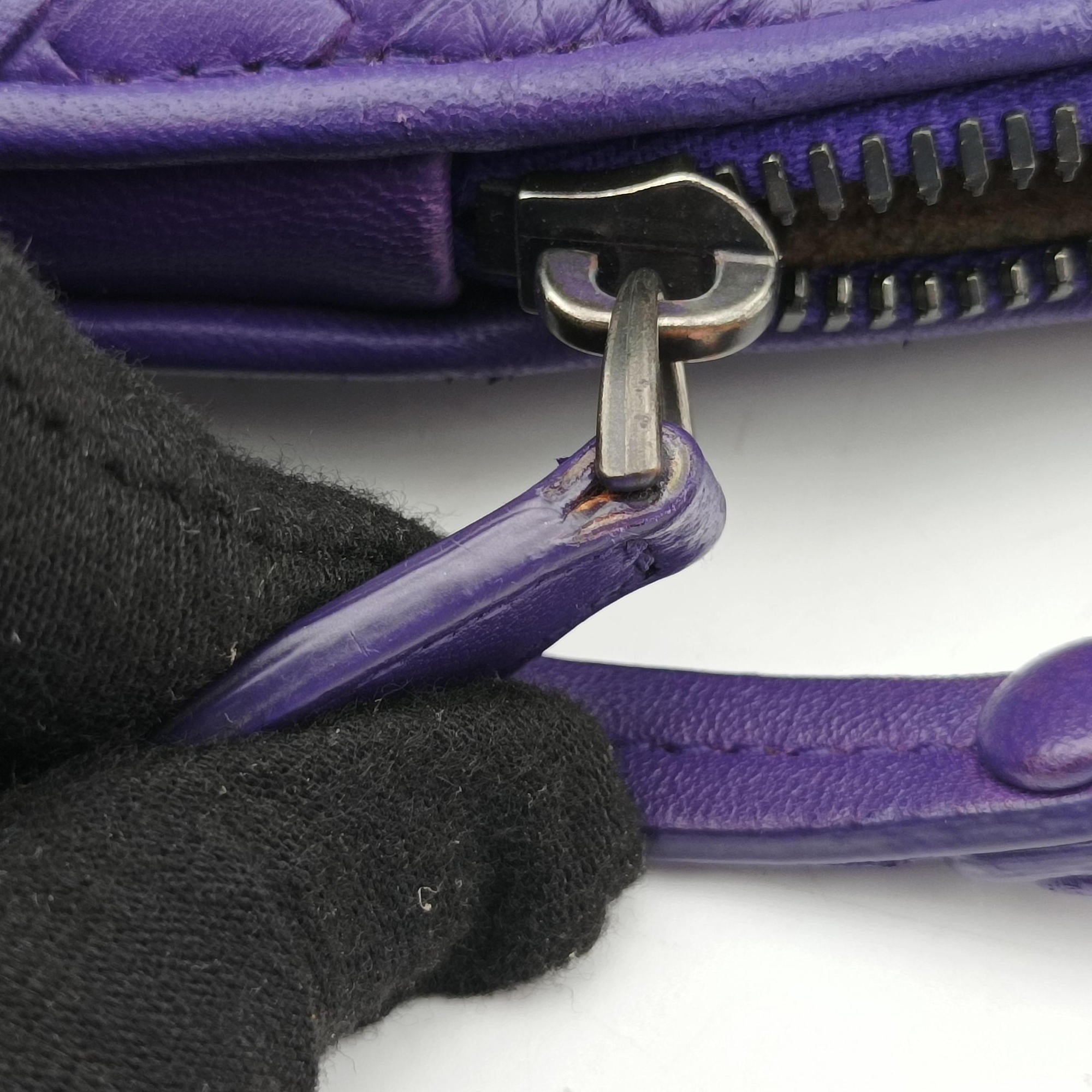 NODINI Intrecciato Purple lambskin B00728559Iノディーニ イントレチャート パープル ラムスキン B00728559I