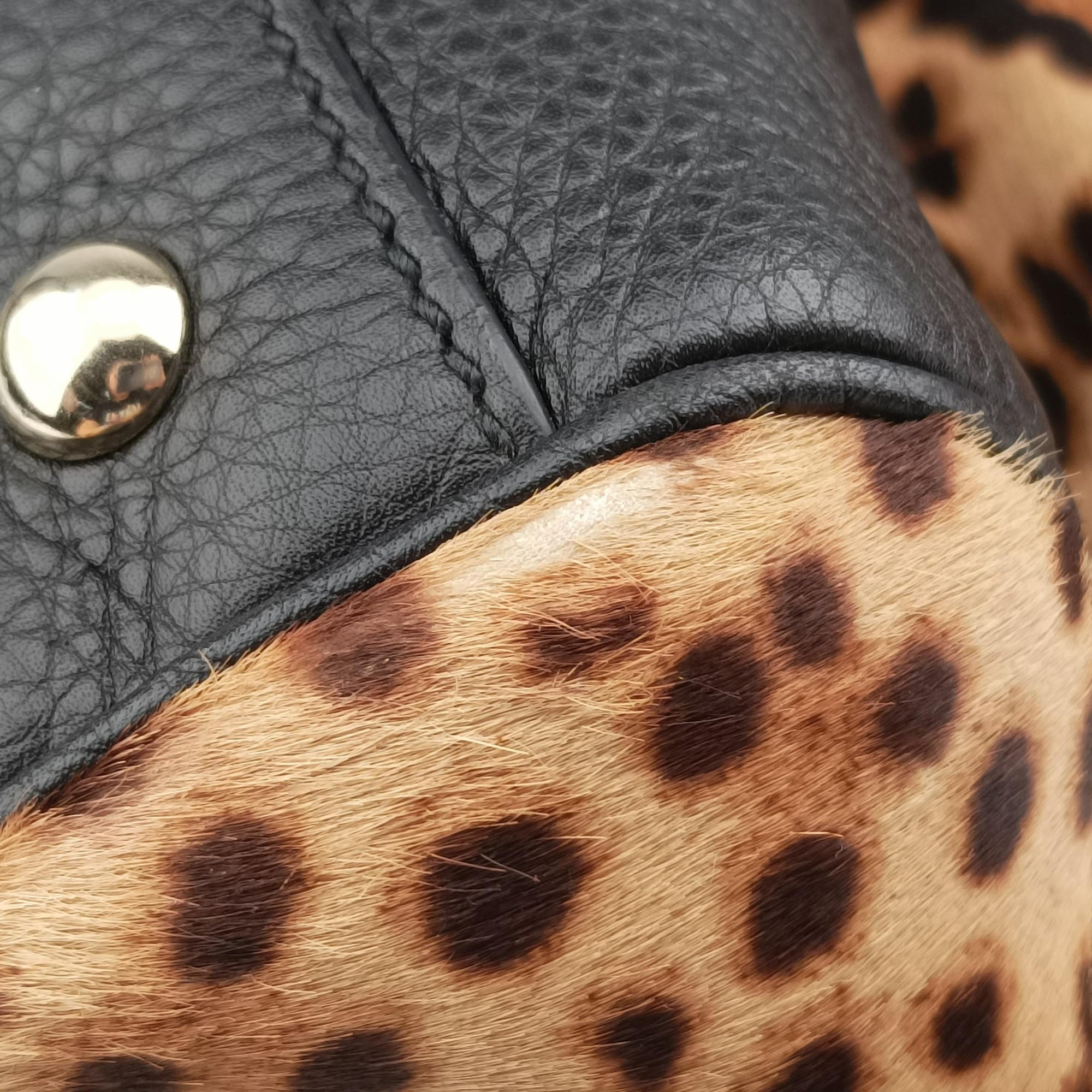 bamboo shopper Leopard Print Brown×Multicolour ponyhair×leather 323658 F014102242バンブーショッパー レオパード ブラウン×マルチカラー ハラコ×レザー 323658 F014102242