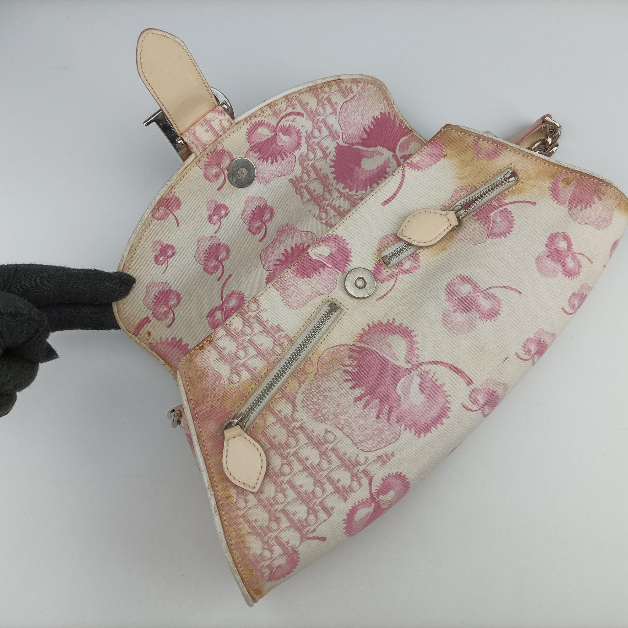 Cherry Blossom Flower Baguette White×Multicolour canvas BO P 1014チェリー ブロッサム フラワー バゲット ホワイト×マルチカラー キャンバス BO P 1014