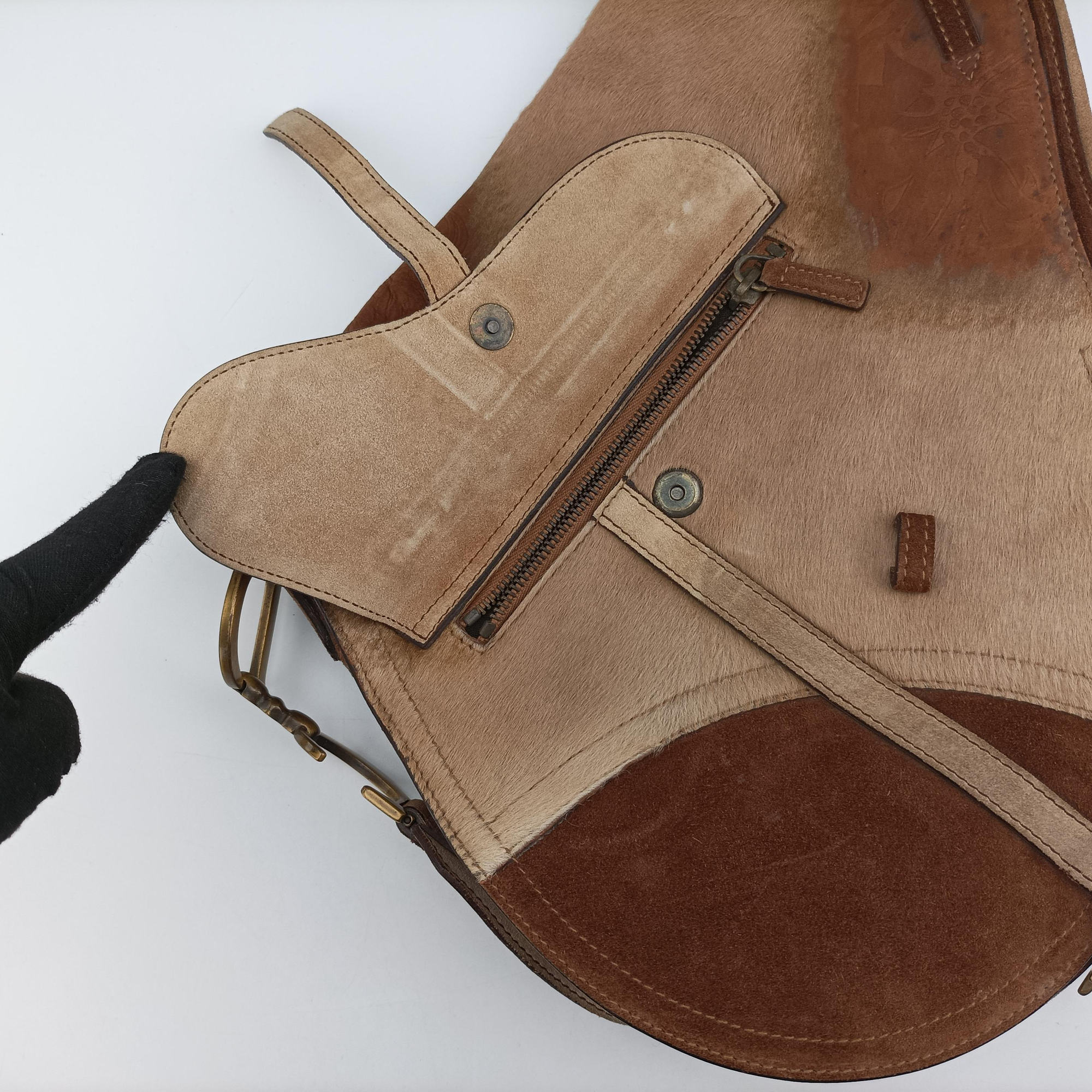 Saddle Brown Pony Hair ×Suede ×Embossed Leather RU 0062サドル ブラウン ハラコ×スエード×型押しレザー RU 0062