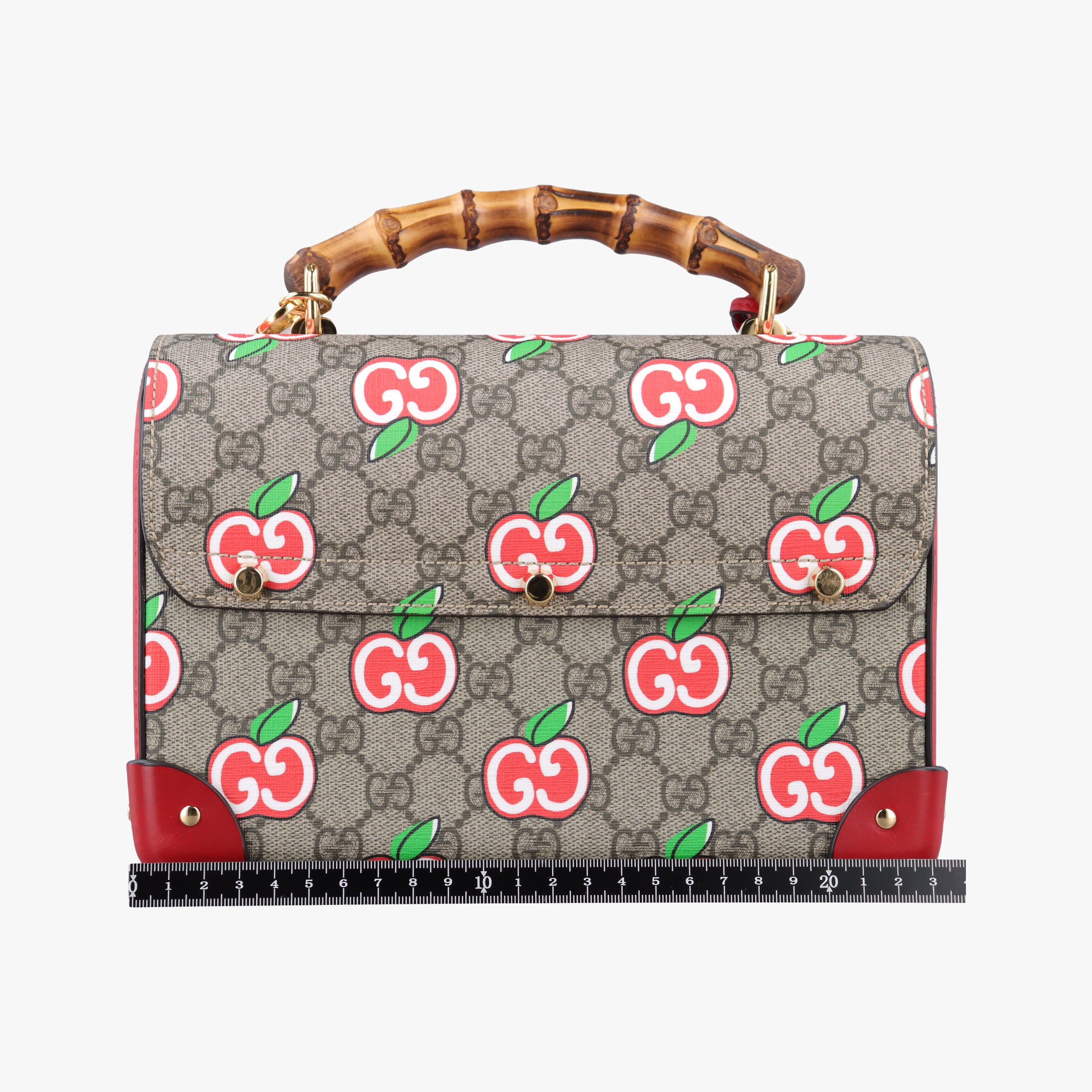 GG flora Padlock Bamboo beige×red×multi PVC coated canvas×Leather 603221 I033033518GGアップル パドロック バンブー ベージュ×レッド×マルチ PVCコーティングキャンバス×レザー 603221 I033033518
