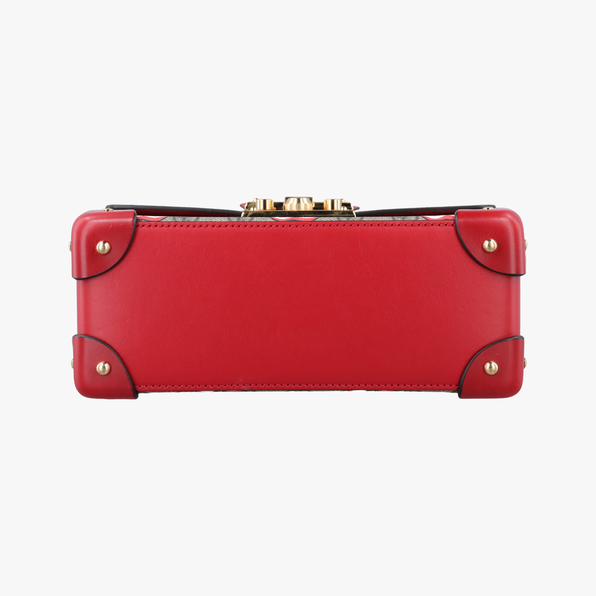 GG flora Padlock Bamboo beige×red×multi PVC coated canvas×Leather 603221 I033033518GGアップル パドロック バンブー ベージュ×レッド×マルチ PVCコーティングキャンバス×レザー 603221 I033033518