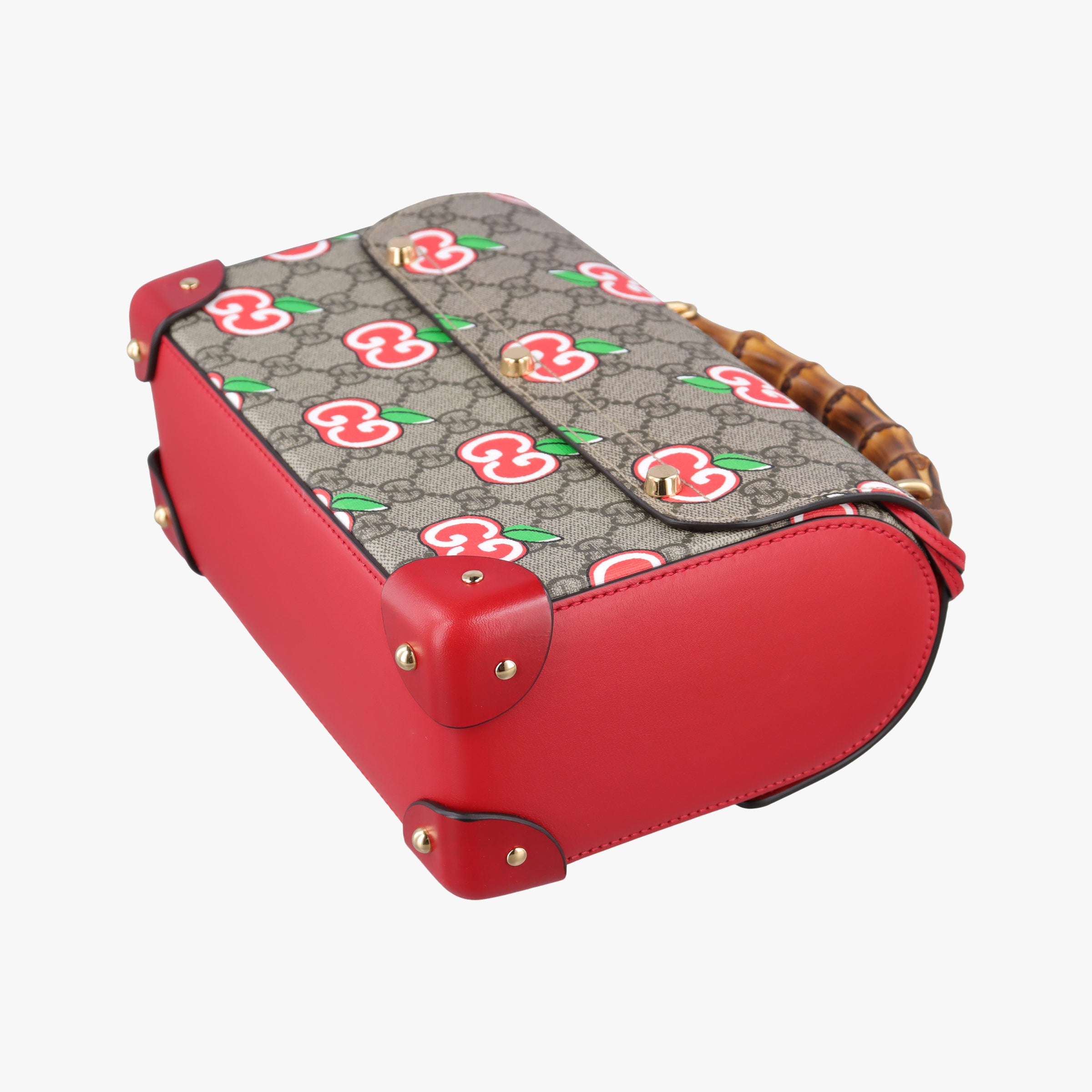 GG flora Padlock Bamboo beige×red×multi PVC coated canvas×Leather 603221 I033033518GGアップル パドロック バンブー ベージュ×レッド×マルチ PVCコーティングキャンバス×レザー 603221 I033033518