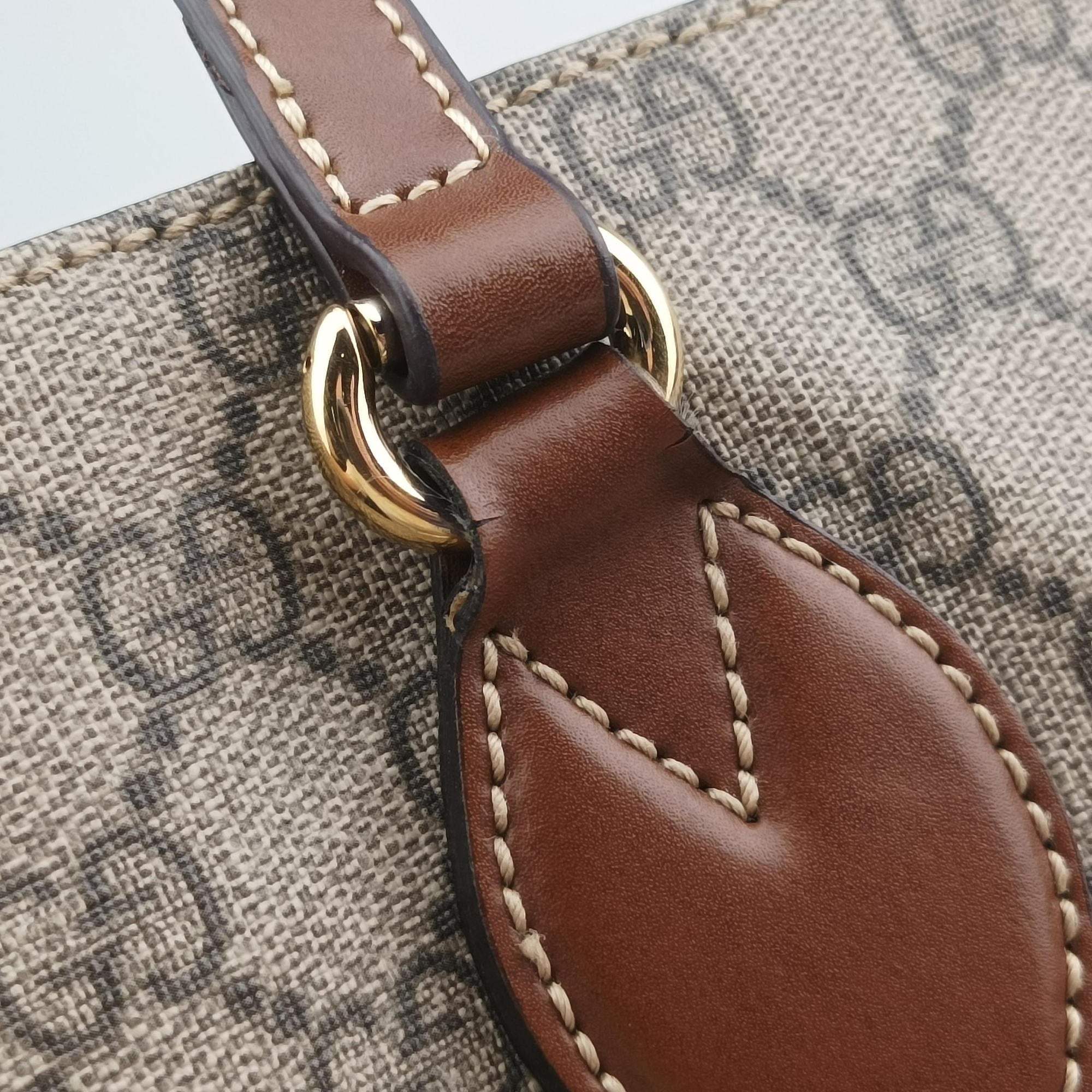 GG Supreme Brown × Beige PVC coated canvas×Leather 453705 A020897152GGスプリーム ブラウン×ベージュ PVCコーティングキャンバス×レザー 453705 A020897152