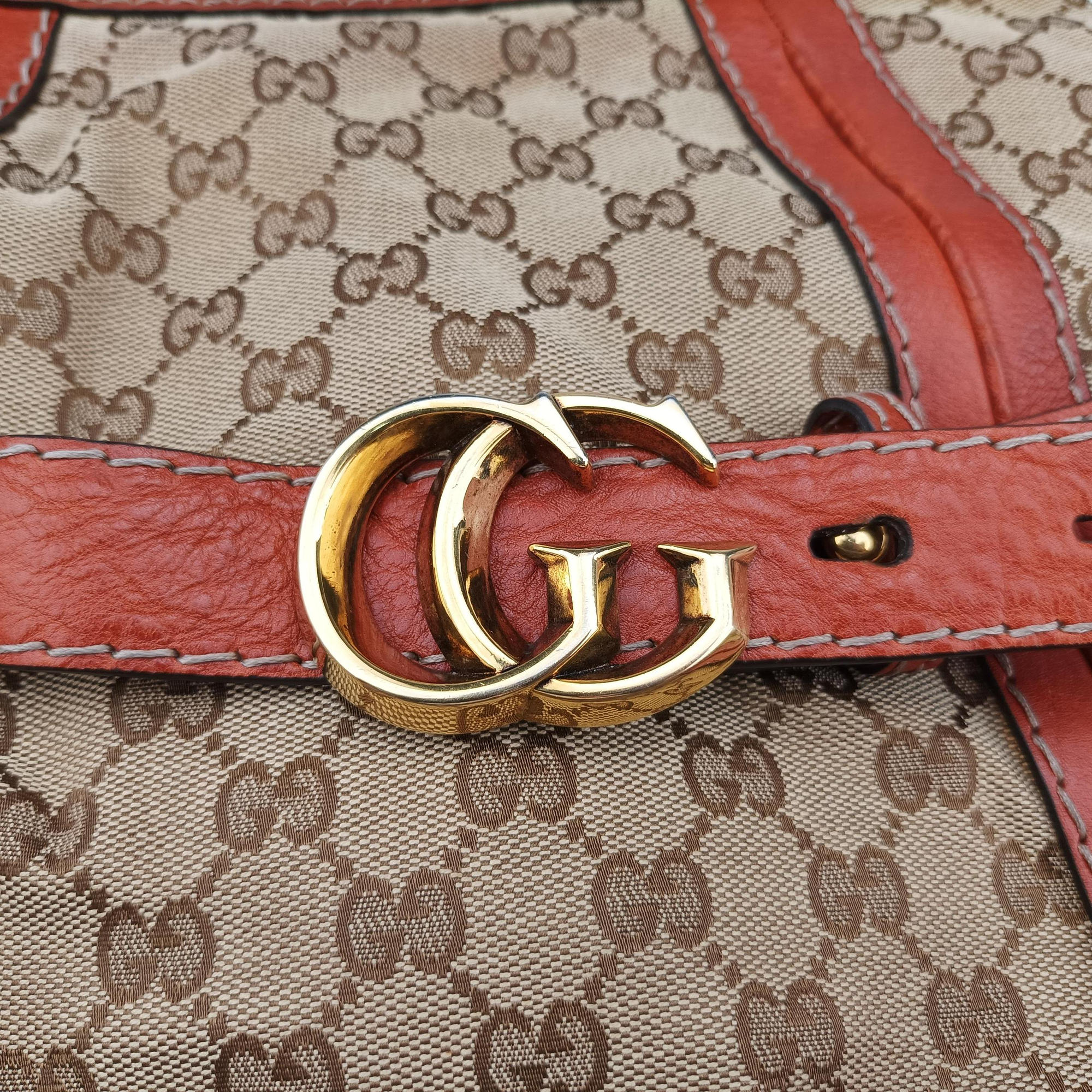 GG Running Beige×orange canvas×leather 247185 B8710370ジージーランニング ベージュ x オレンジ キャンバス×レザー 247185 B8710370