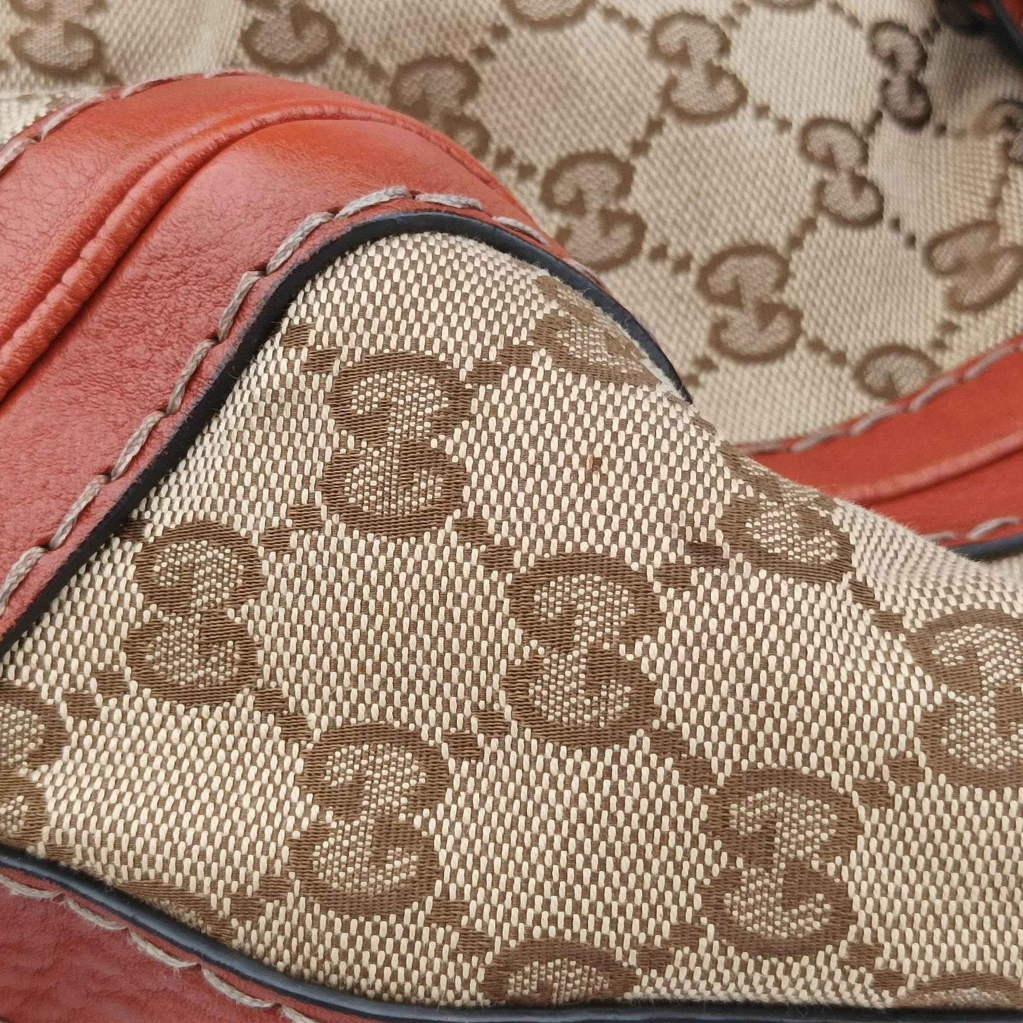 GG Running Beige×orange canvas×leather 247185 B8710370ジージーランニング ベージュ x オレンジ キャンバス×レザー 247185 B8710370