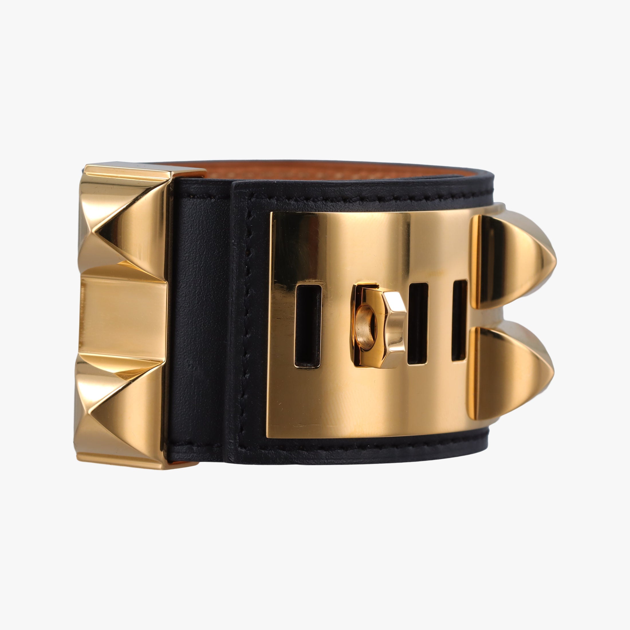 Collier de Chien Black×golden leather N▢N48コリエ ド シアン ブラック×ゴールド レザー N▢N48