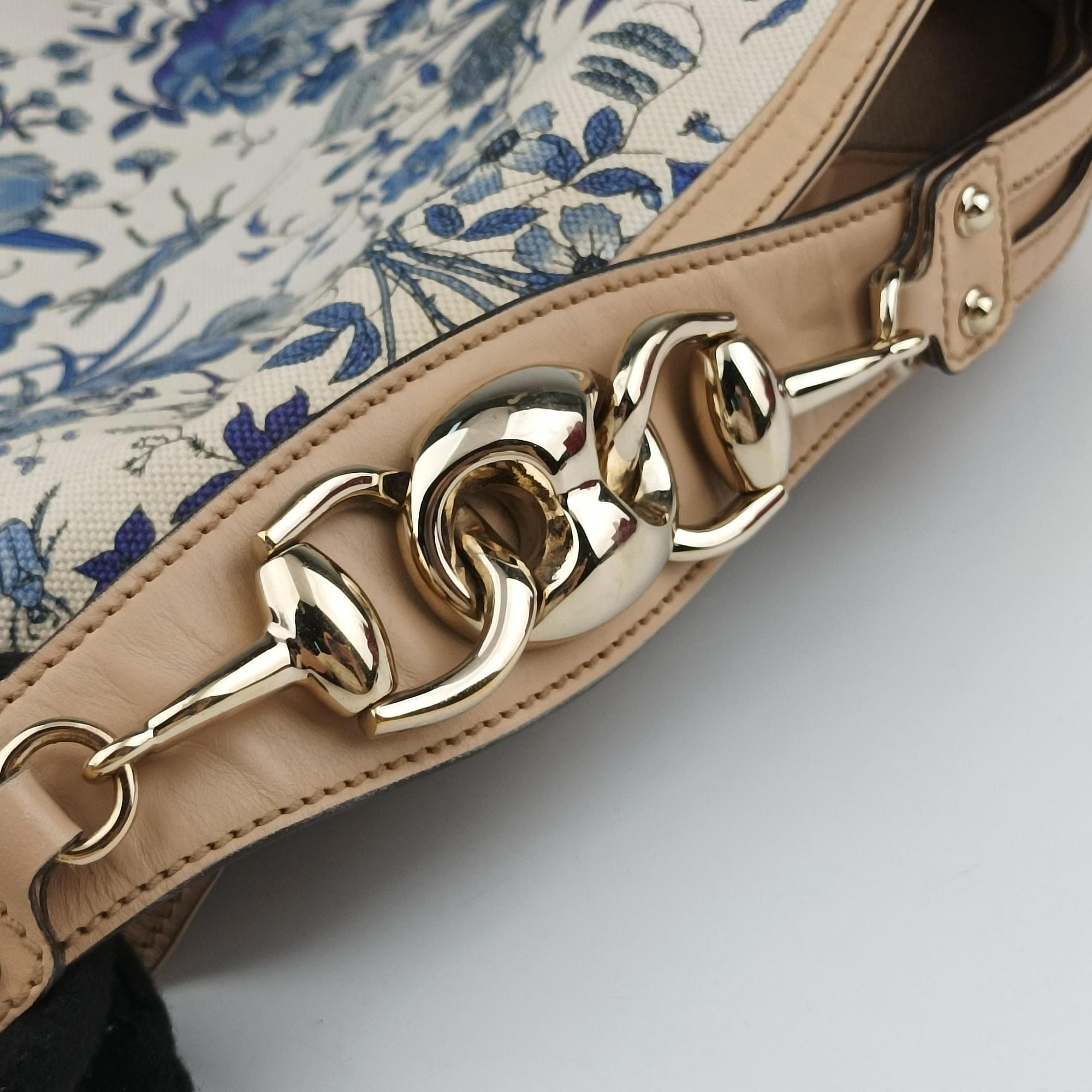 Flora Wave Hobo Blue ×l White Canvas×leather 170014 H0232046フローラ ウェーブ ホーボー ブルー×ホワイト キャンバス×レザー 170014 H0232046