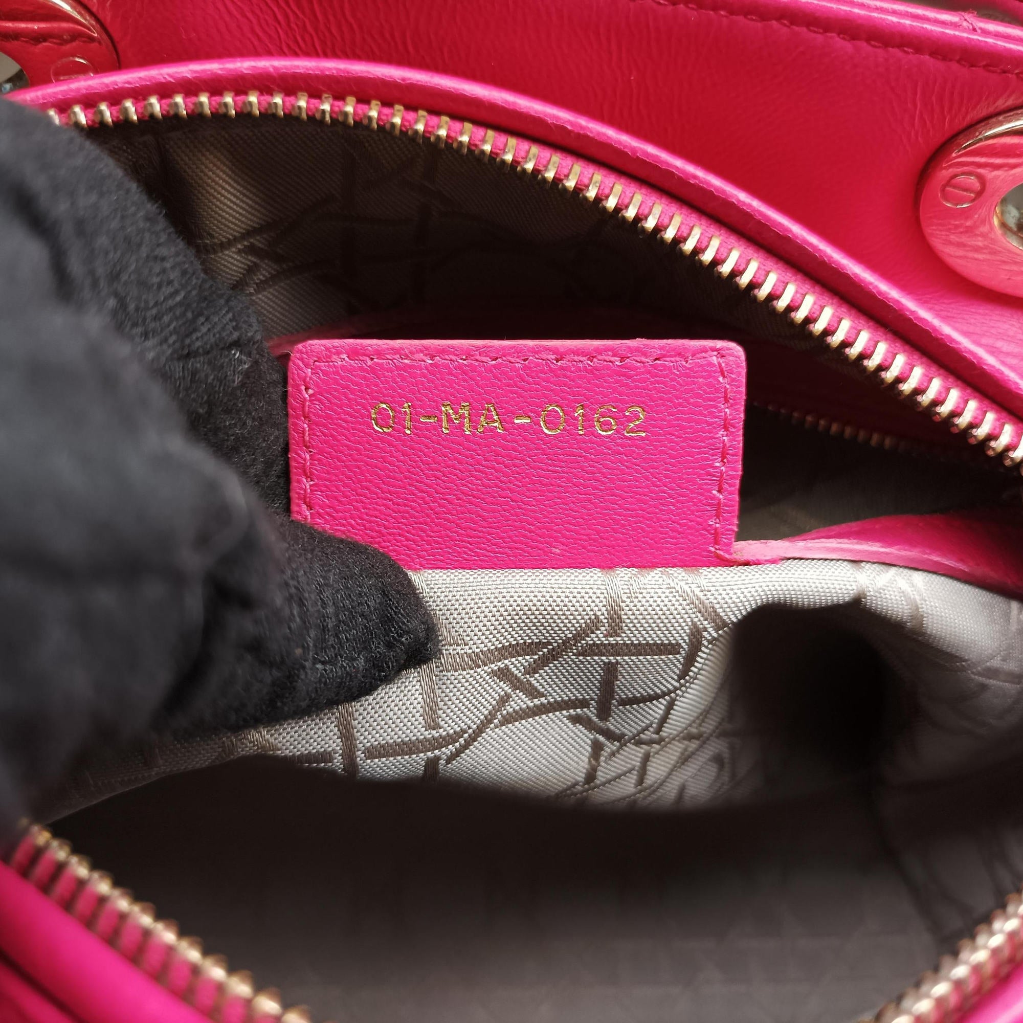 Lady Dior Rose lambskin 01-MA-0162レディディオール ローズ レッド ラムスキン 01-MA-0162