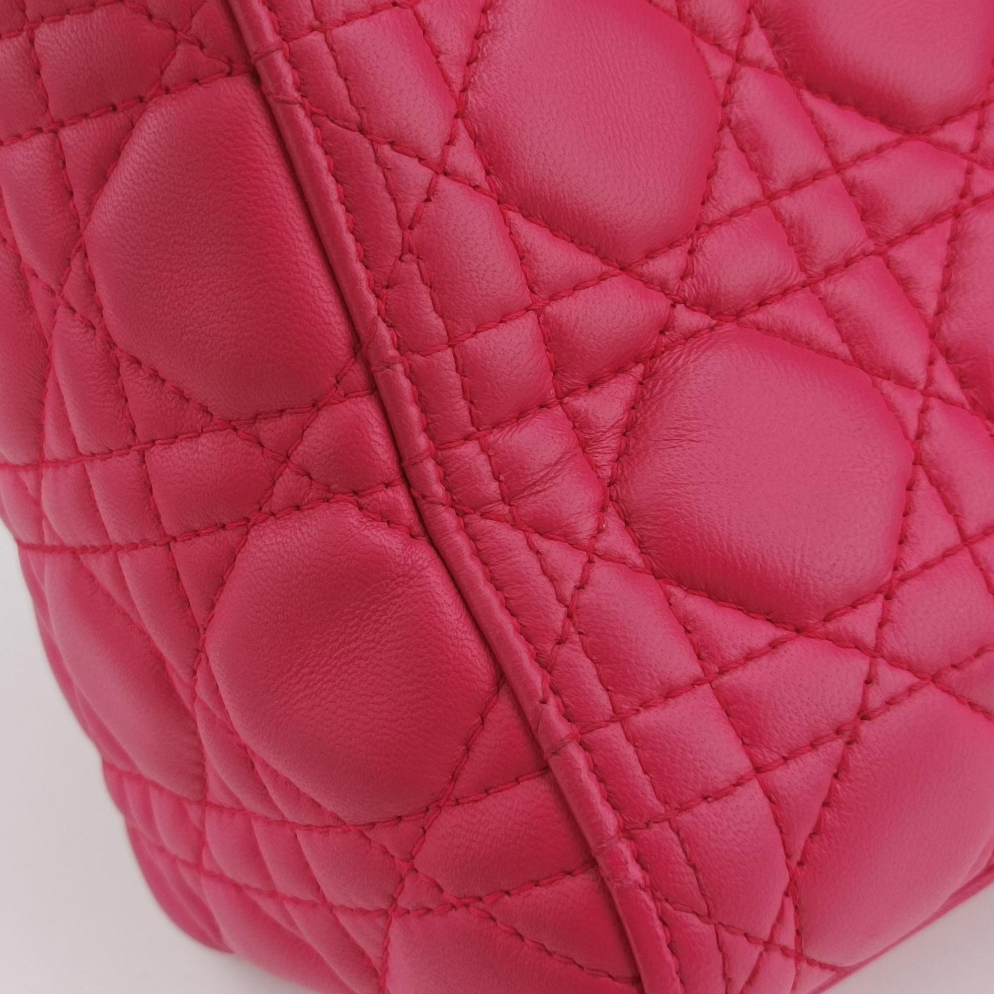 Lady Dior Rose lambskin 01-MA-0162レディディオール ローズ レッド ラムスキン 01-MA-0162