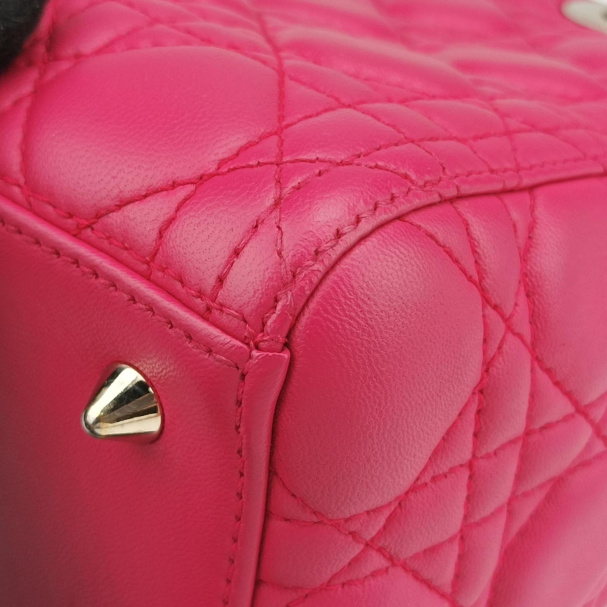 Lady Dior Rose lambskin 01-MA-0162レディディオール ローズ レッド ラムスキン 01-MA-0162