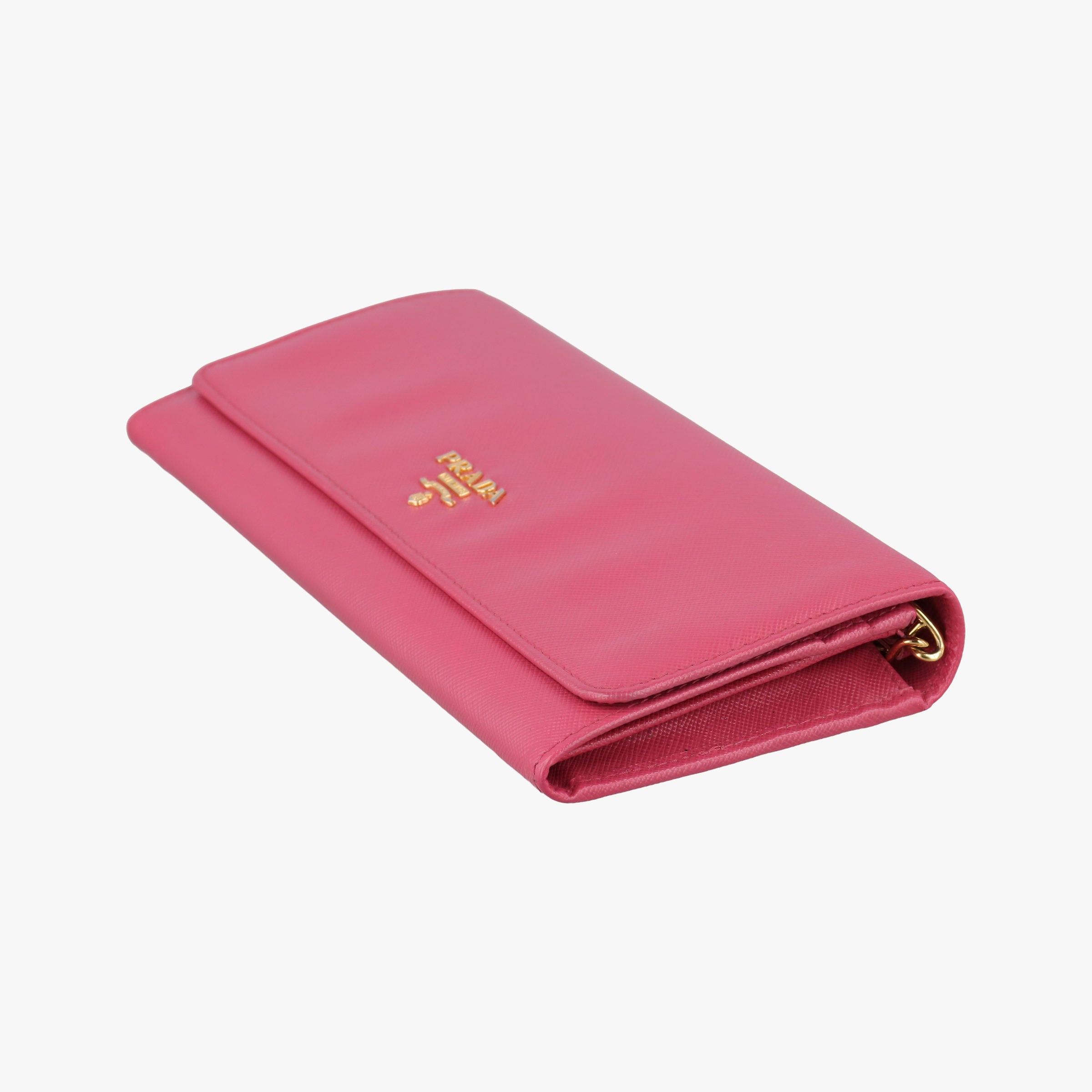 Metal Wallet on Chain Cornflower Clutch Pink Saffiano leather 1MT290 181メタル ウォレット オン チェーン コーンフラワー クラッチ ピンク サフィアーノレザー 1MT290 181