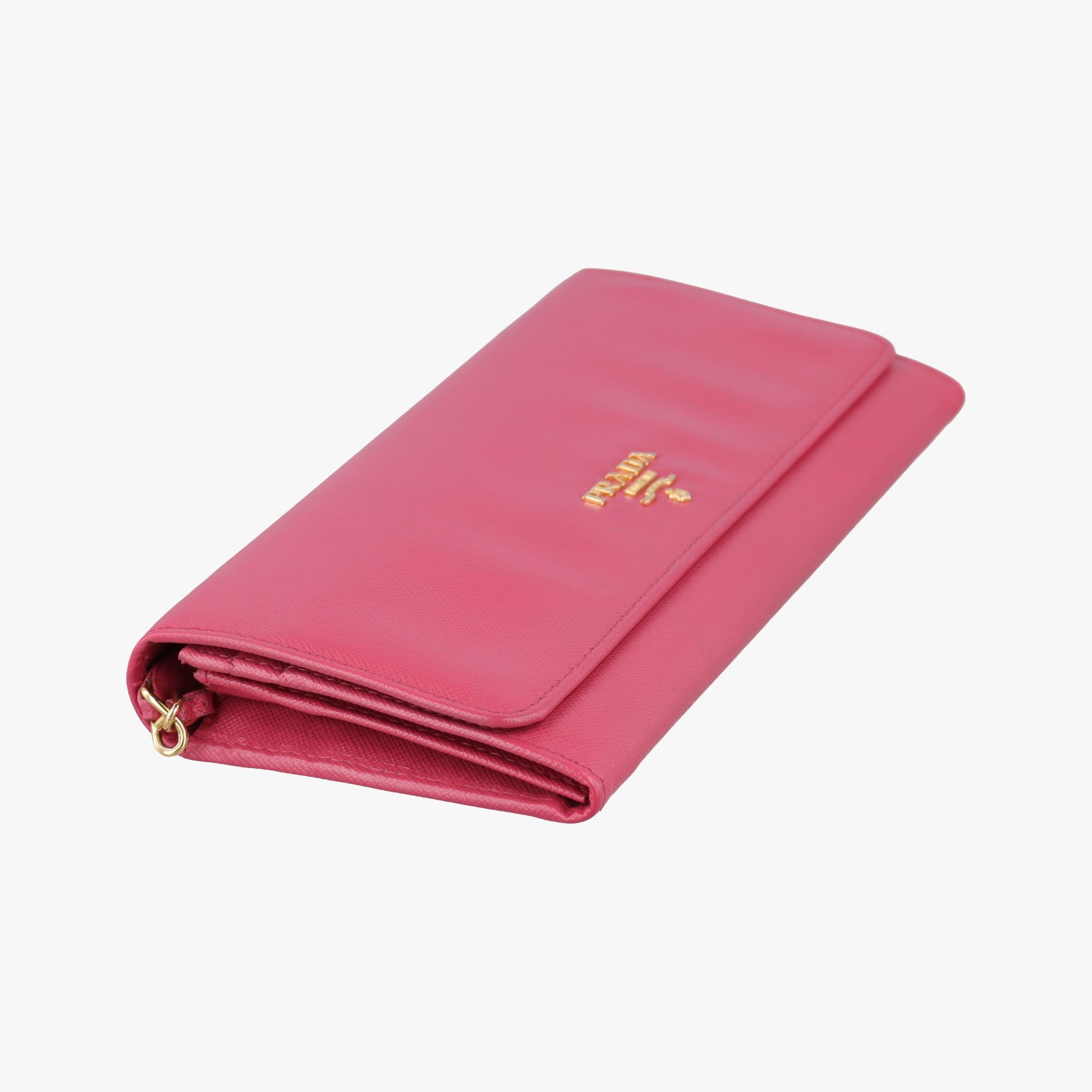 Metal Wallet on Chain Cornflower Clutch Pink Saffiano leather 1MT290 181メタル ウォレット オン チェーン コーンフラワー クラッチ ピンク サフィアーノレザー 1MT290 181
