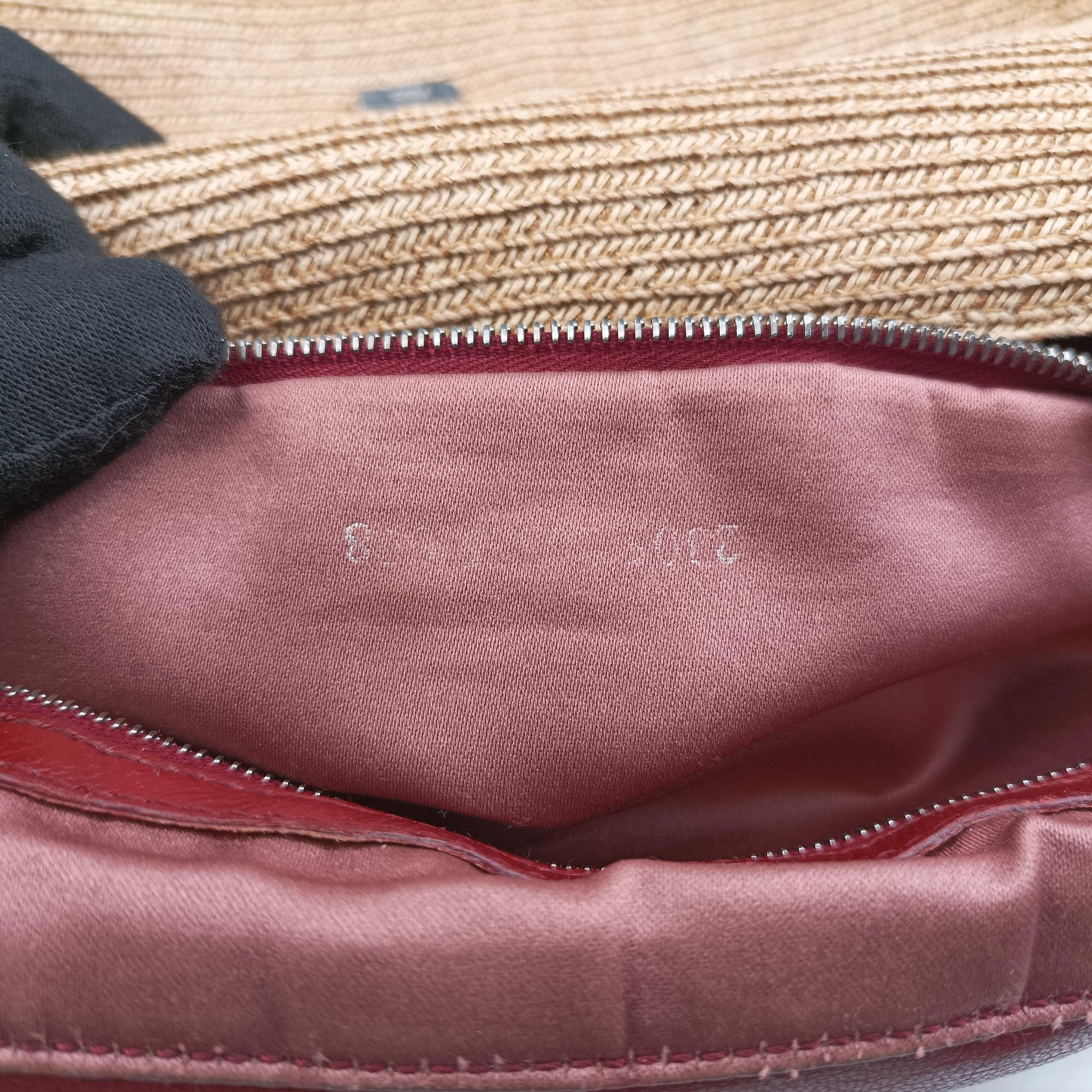 Mamma Baguette Beige × Burgundy Raffia × Leather 8BR001 Lot number unknownマンマバケット ベージュ × ボルドー ラフィア × レザー 8BR001 製番不明