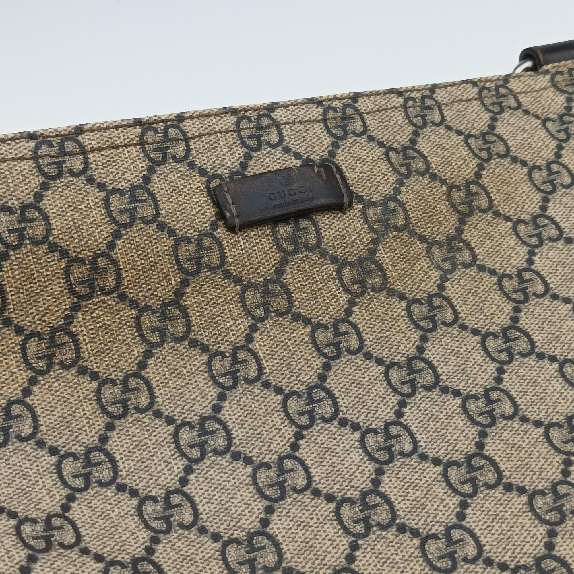 GG Plus GG Supreme Beige×Navy PVC coated canvas×Leather 201446 Lot number unknownGGプラス GGスプリーム ベージュ×ネイビー PVCコーティングキャンバス×レザー 201446 製番不明
