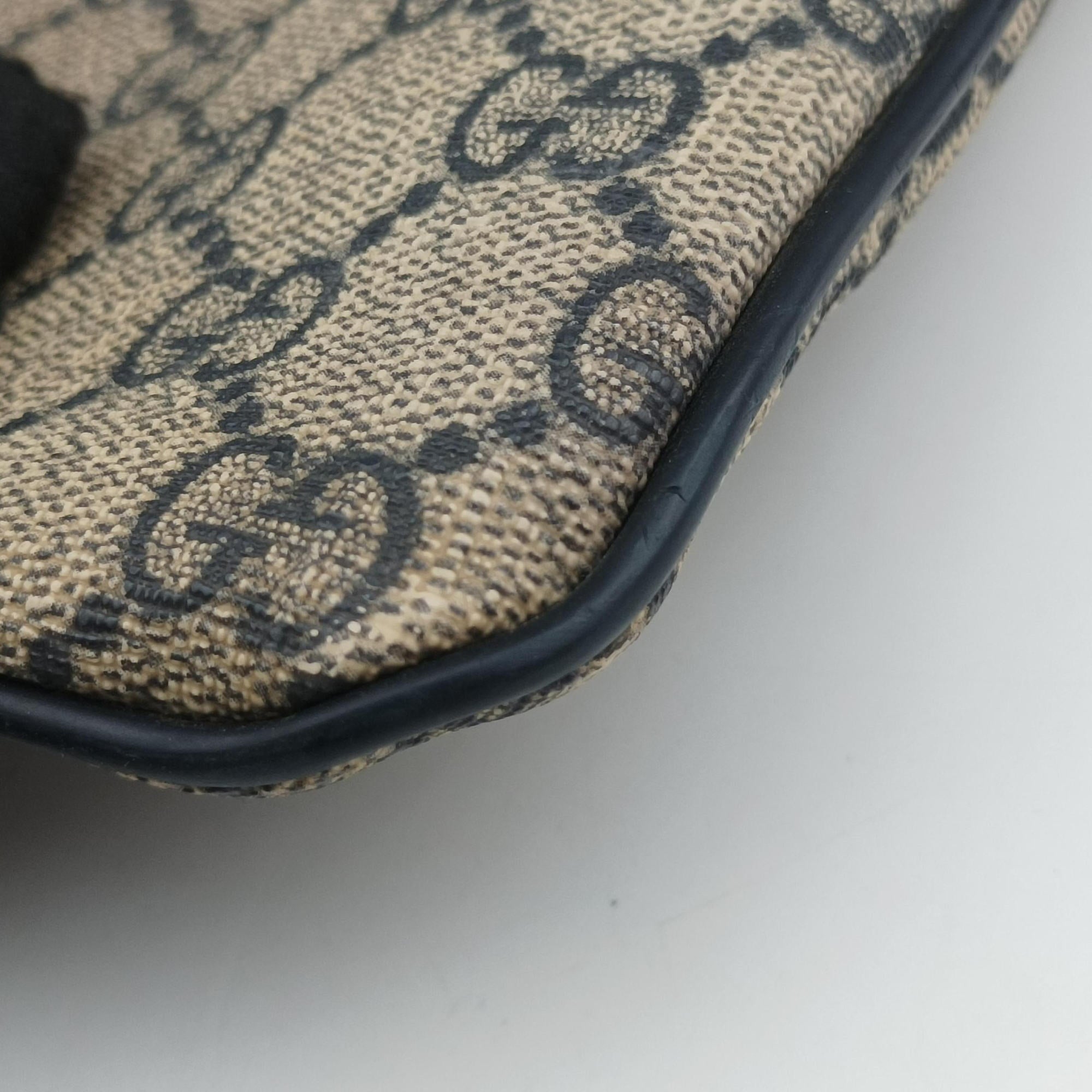 GG Plus GG Supreme Beige×Navy PVC coated canvas×Leather 201446 Lot number unknownGGプラス GGスプリーム ベージュ×ネイビー PVCコーティングキャンバス×レザー 201446 製番不明