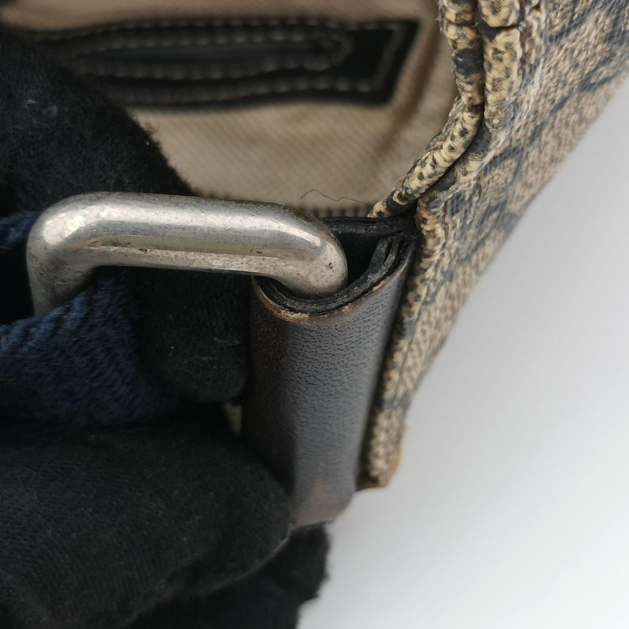 GG Plus GG Supreme Beige×Navy PVC coated canvas×Leather 201446 Lot number unknownGGプラス GGスプリーム ベージュ×ネイビー PVCコーティングキャンバス×レザー 201446 製番不明