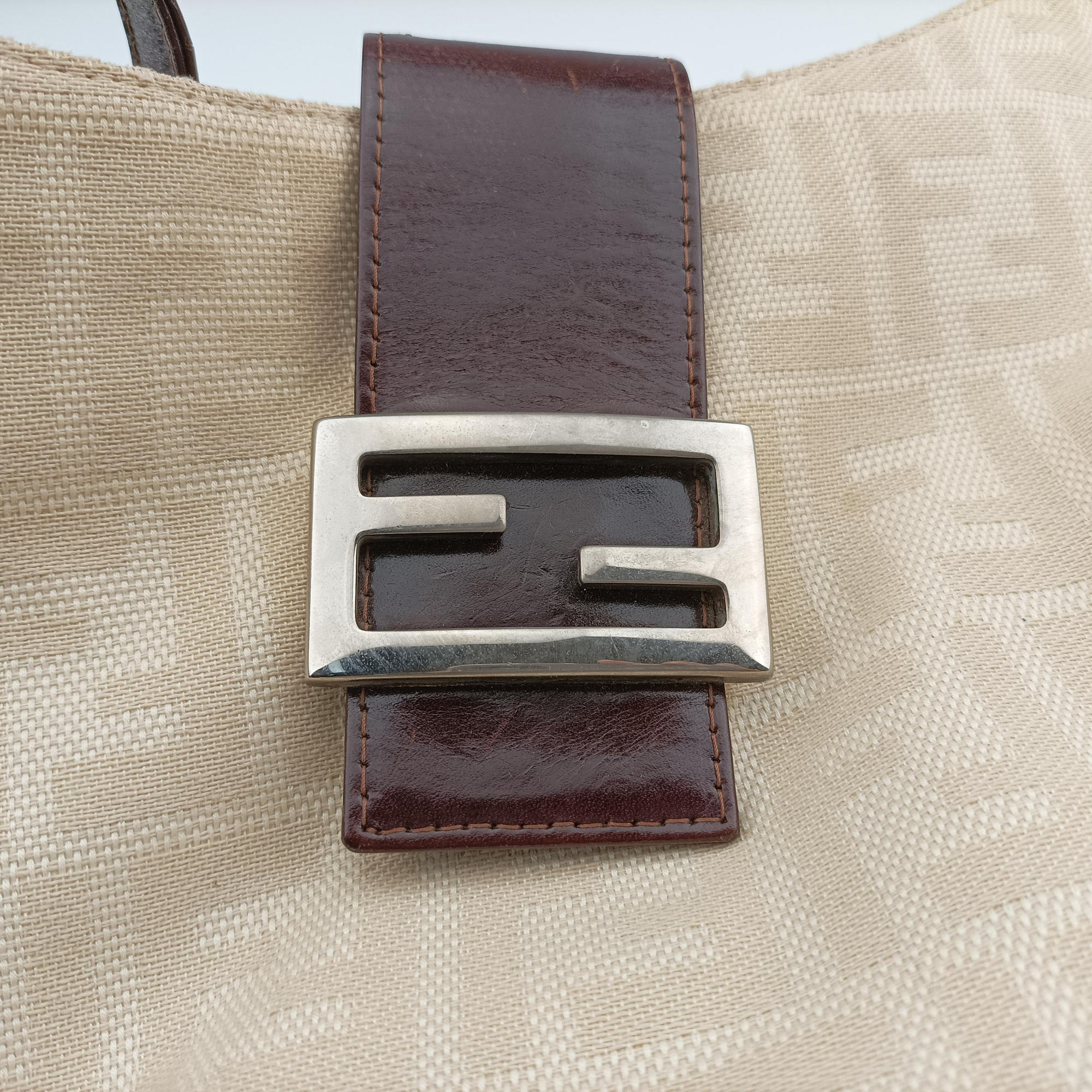 Mamma Baguette Beige × Brown canvas×leather 091611 0916115 1002マンマバケット ベージュ × ブラウン キャンバス×レザー 091611 0916115 1002