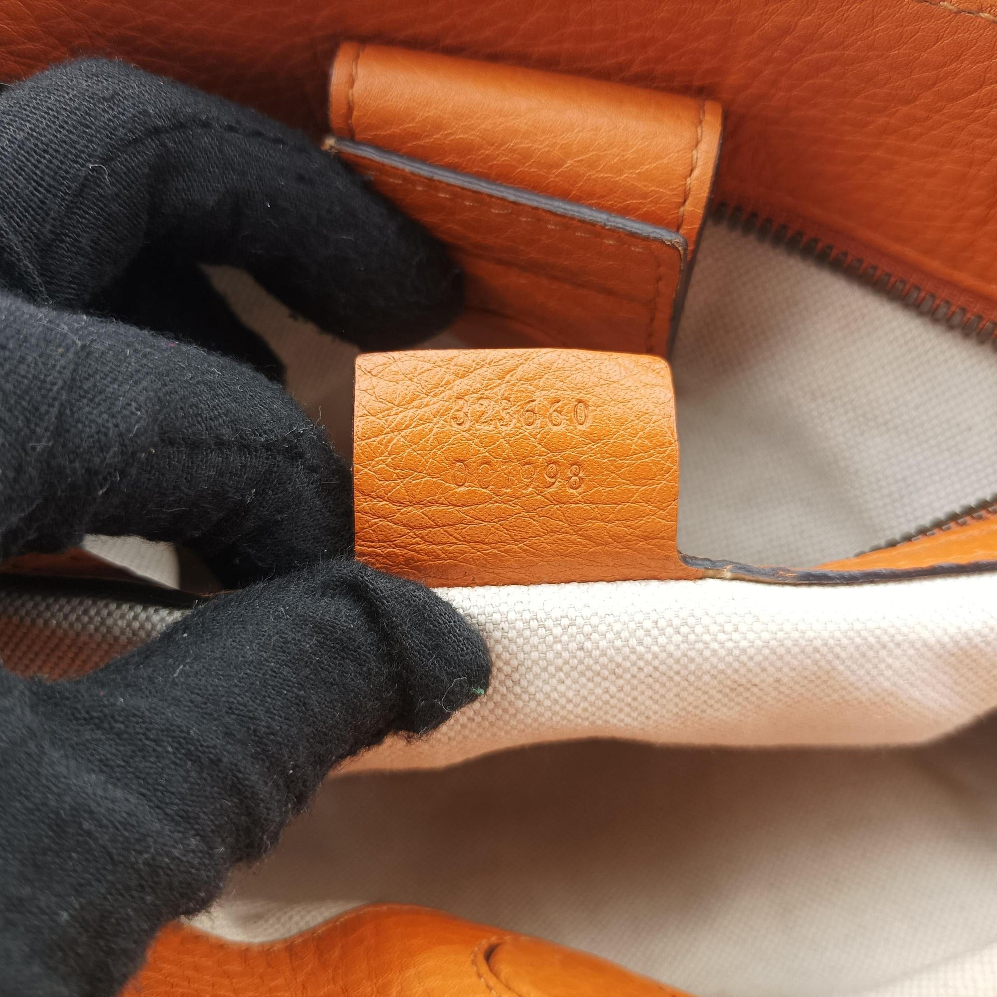 Bamboo Shopper Orange Leather 323660 H015887873バンブーショッパー オレンジ レザー 323660 H015887873